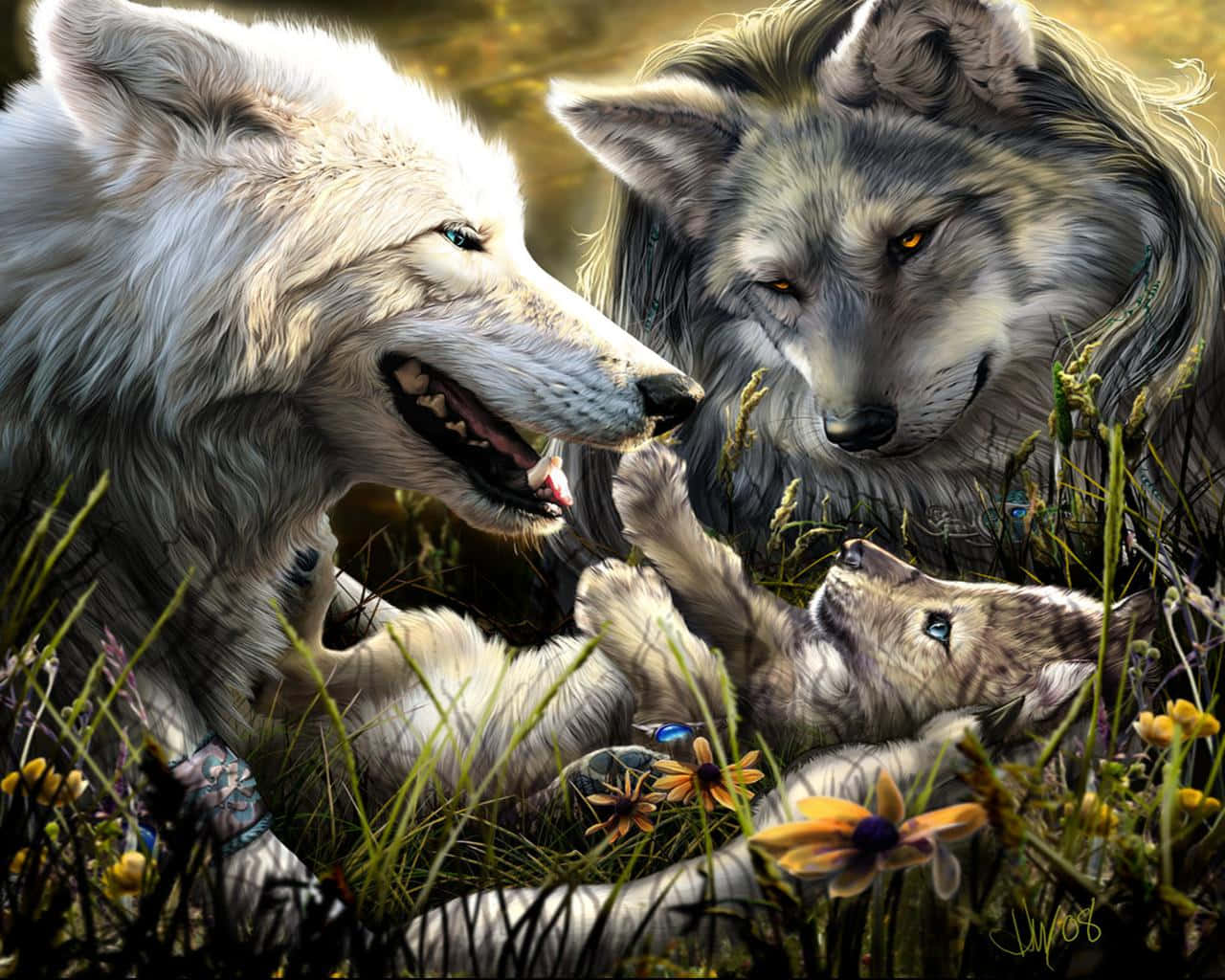 Familia de Lobos Super Cool Fondos de pantalla