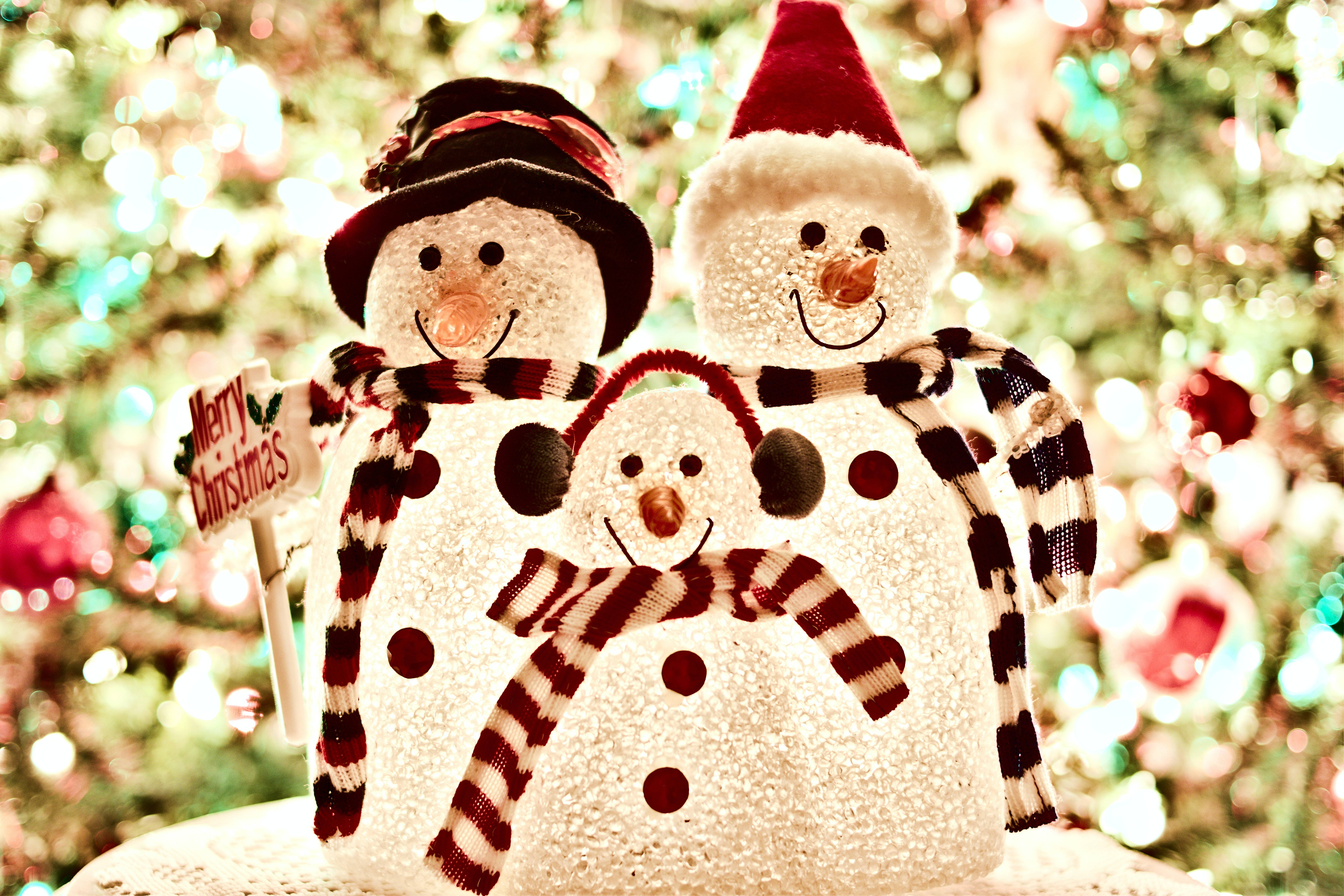 Familia de muñecos de nieve navideños en alta resolución Fondos de pantalla