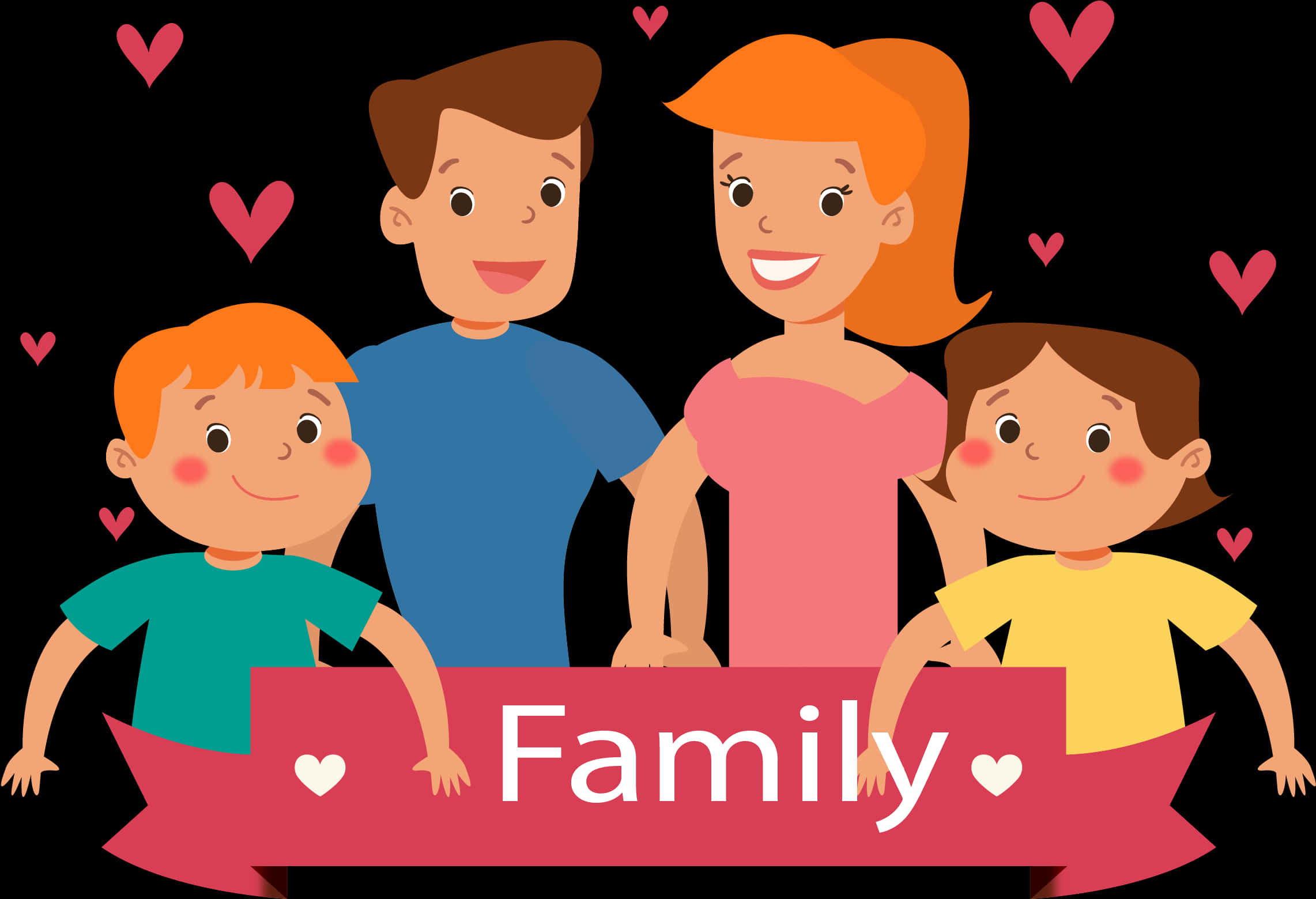 Famosa Pancarta de Amor Familiar Feliz en Dibujos Animados Fondos de pantalla