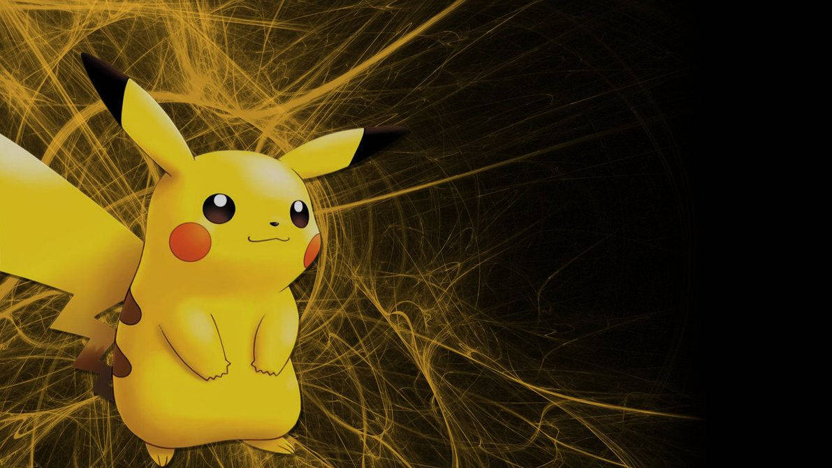 Fondo de pantalla de Pikachu con diseños de hilo dorado sobre fondo negro.
