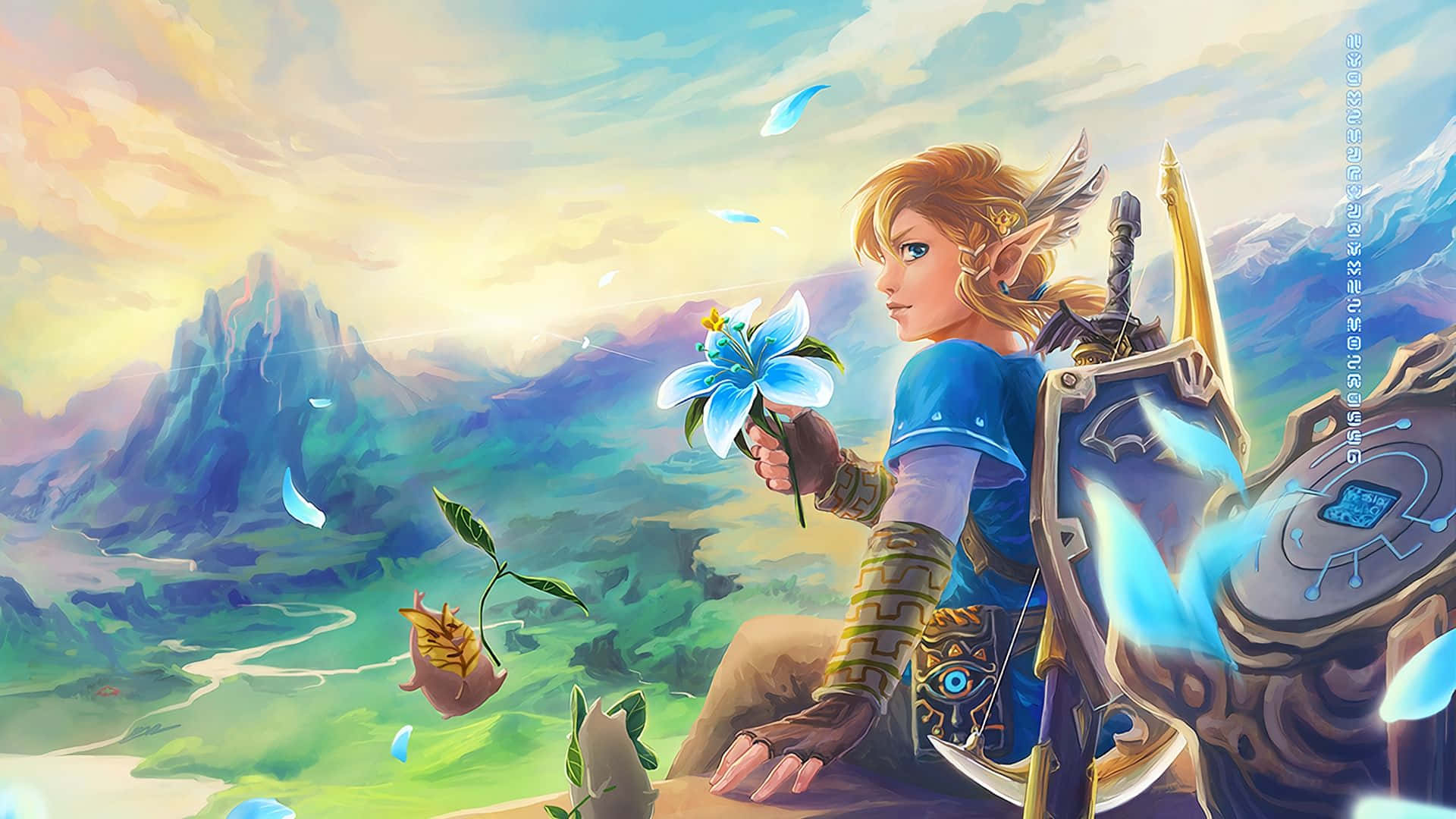 Fanart de Zelda Botw Pintura de Link con Flor Fondos de pantalla