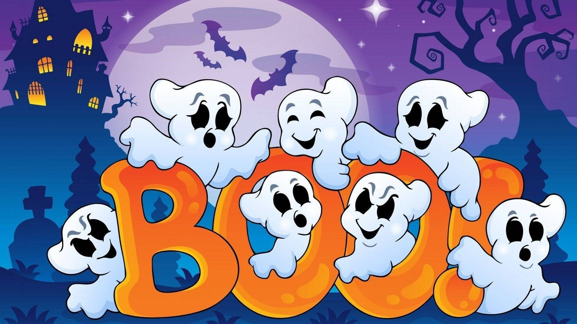 Fantasma Juguetón de Halloween en Dibujo Animado Fondos de pantalla
