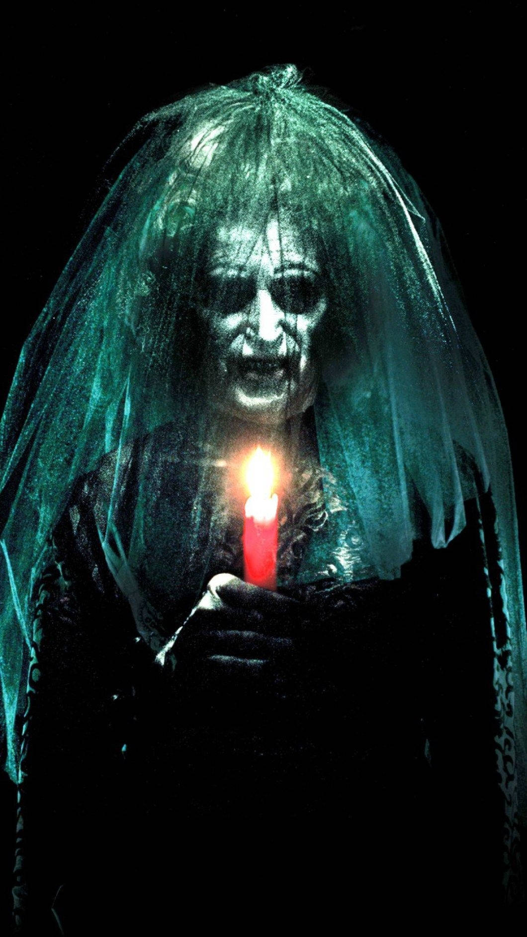 Fantasmas de Halloween con velo verde para iPhone Fondos de pantalla