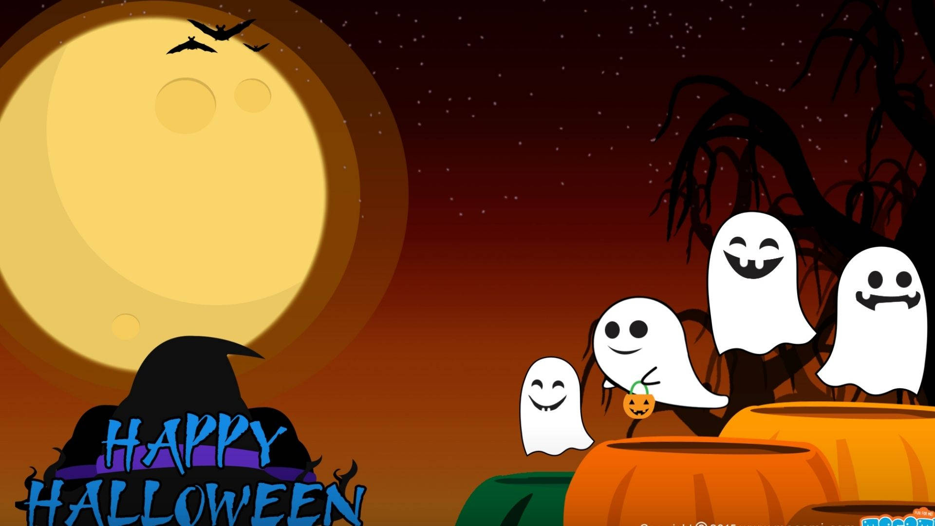 Fantasmas Felices de Halloween Caricatura Fondos de pantalla