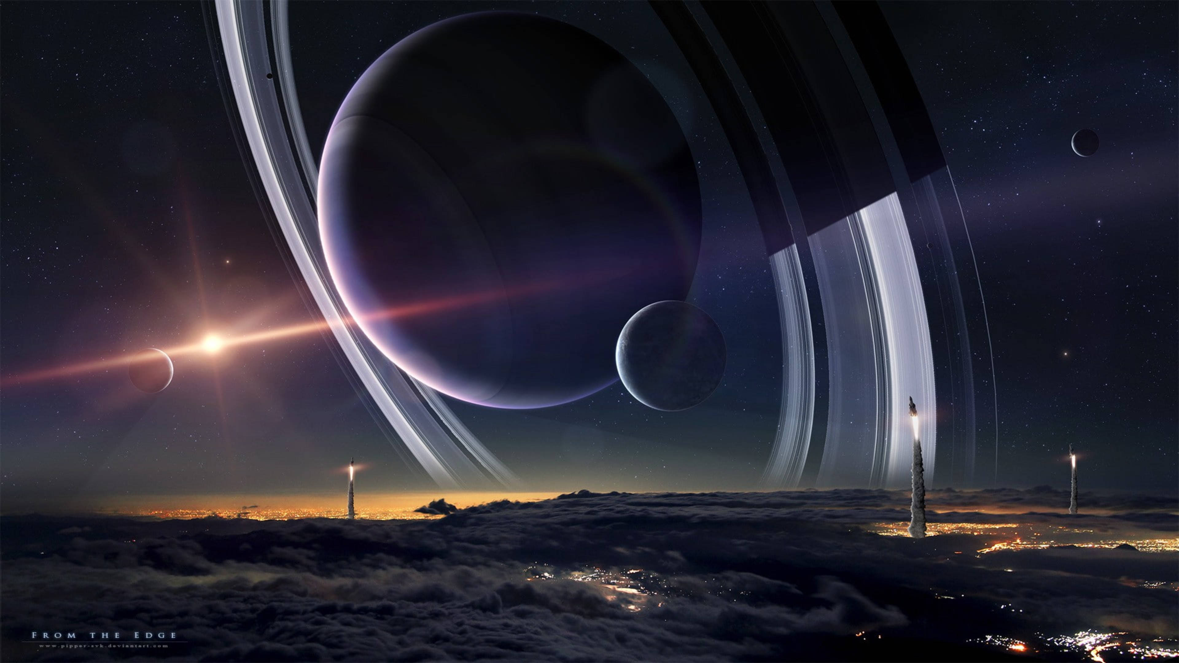 Faro Saturno 4K Fondos de pantalla
