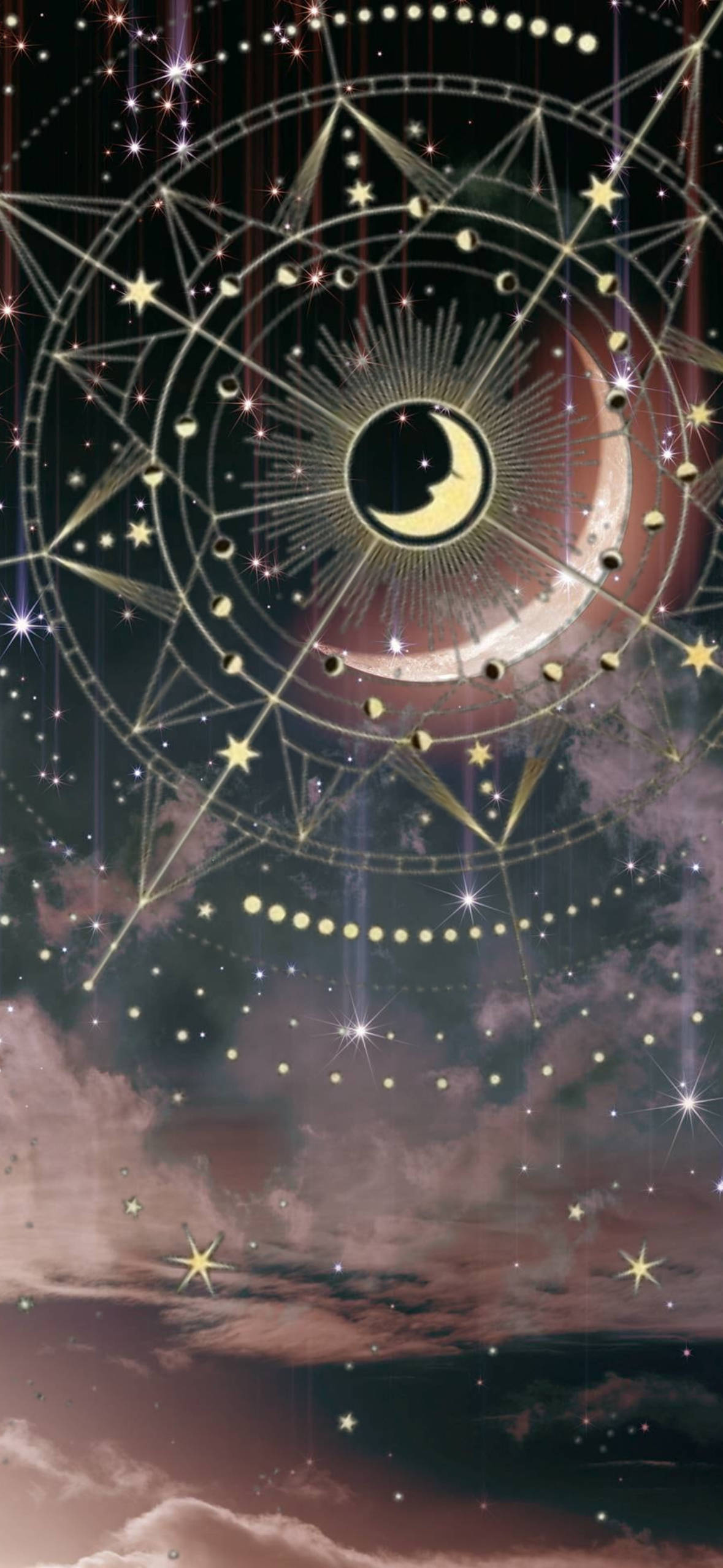 Fase Lunar Estética Espiritual en Círculo Fondos de pantalla