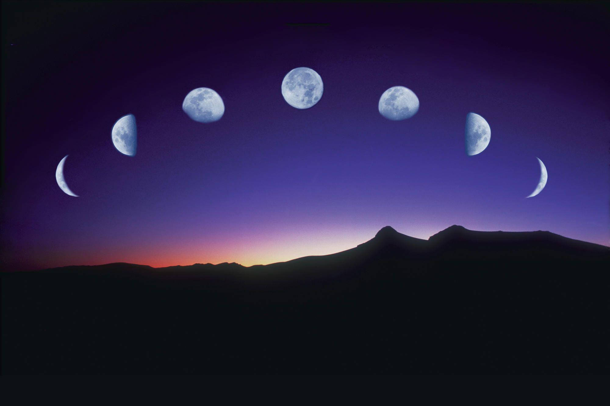 Fases de la luna estéticas al amanecer Fondos de pantalla