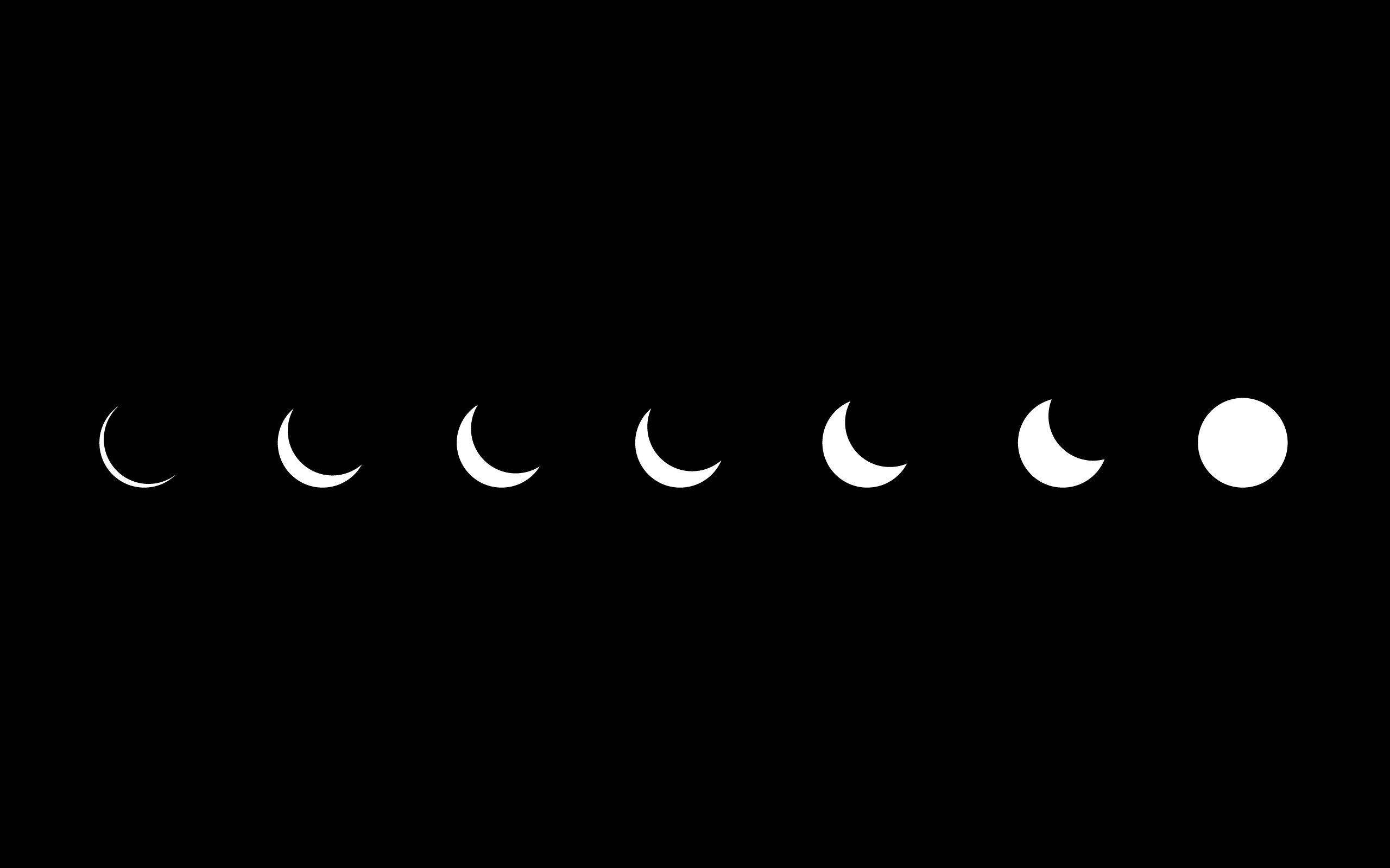 Fases Lunares Estética Blanco y Negro para Laptop Fondos de pantalla