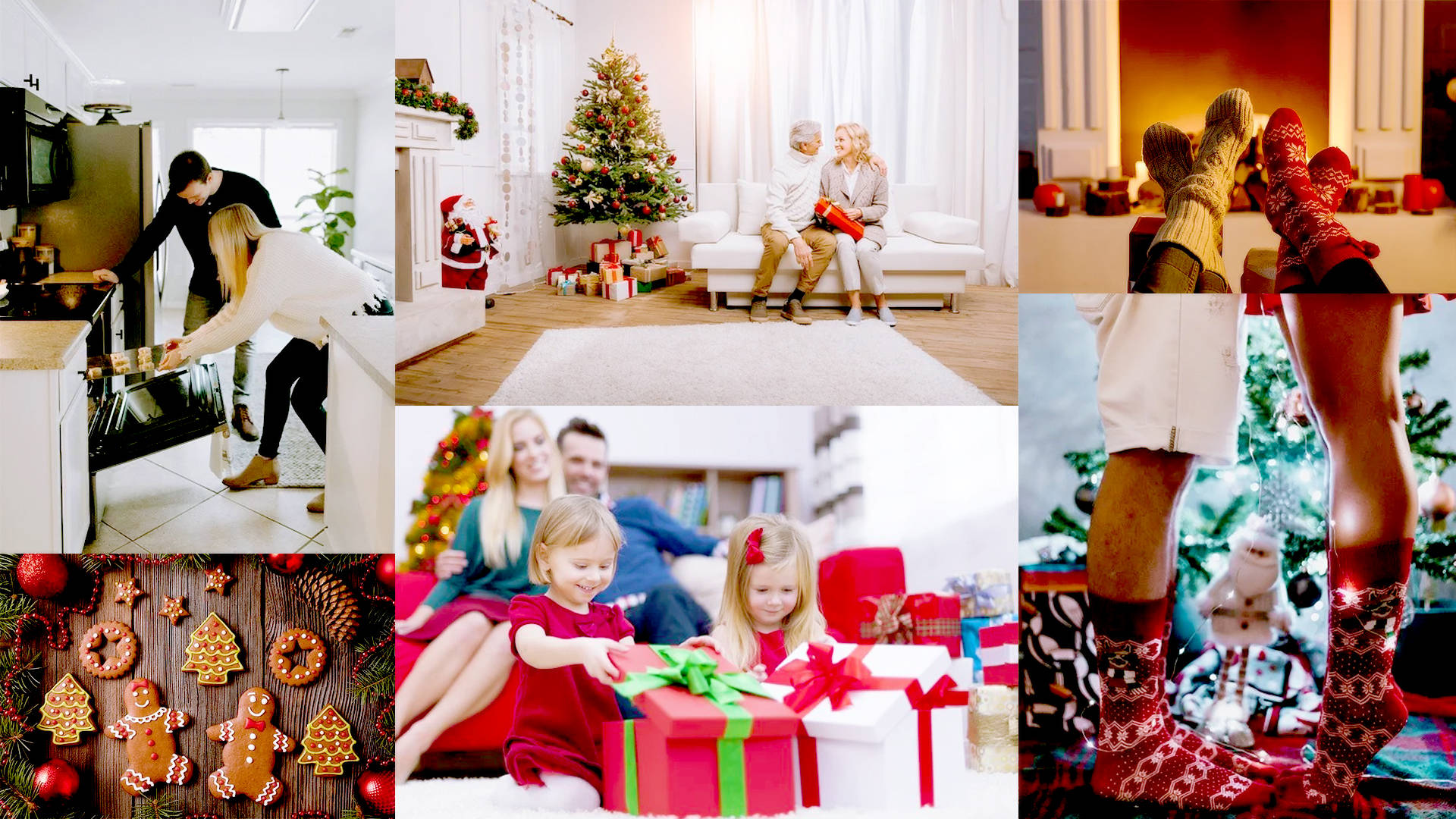 Feliz collage navideño familiar Fondos de pantalla