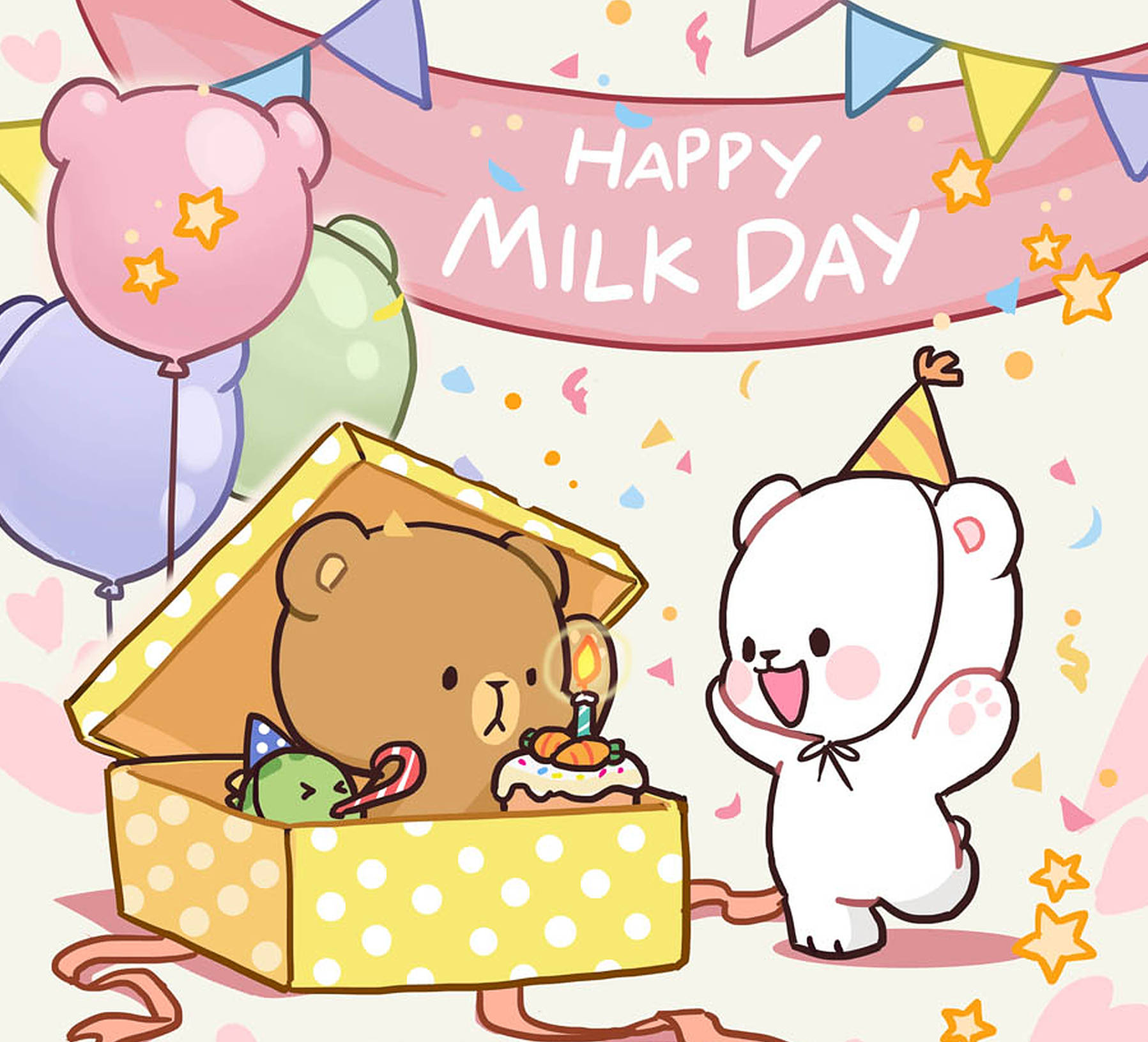 Feliz Día de Milk y Mocha Bears Fondos de pantalla