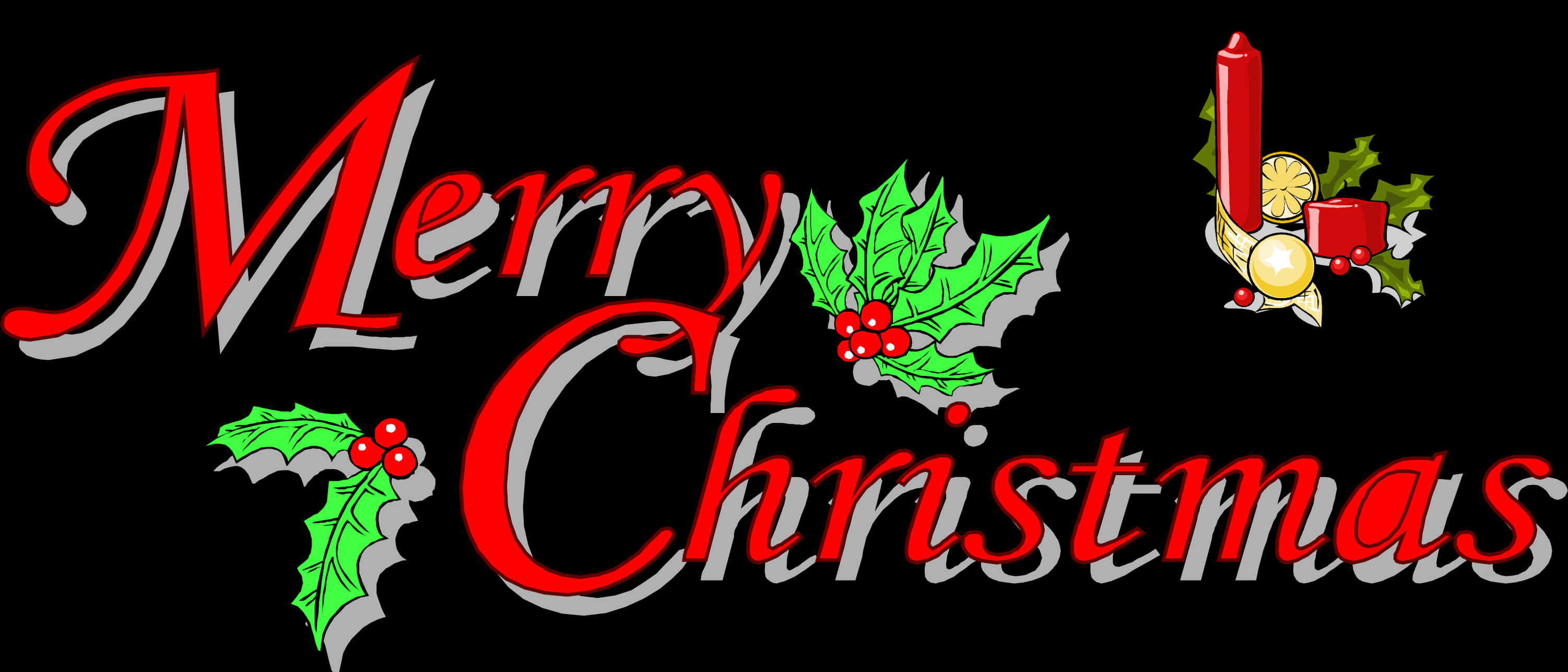 Feliz Navidad Texto Rojo Decoración de Acebo Fondos de pantalla