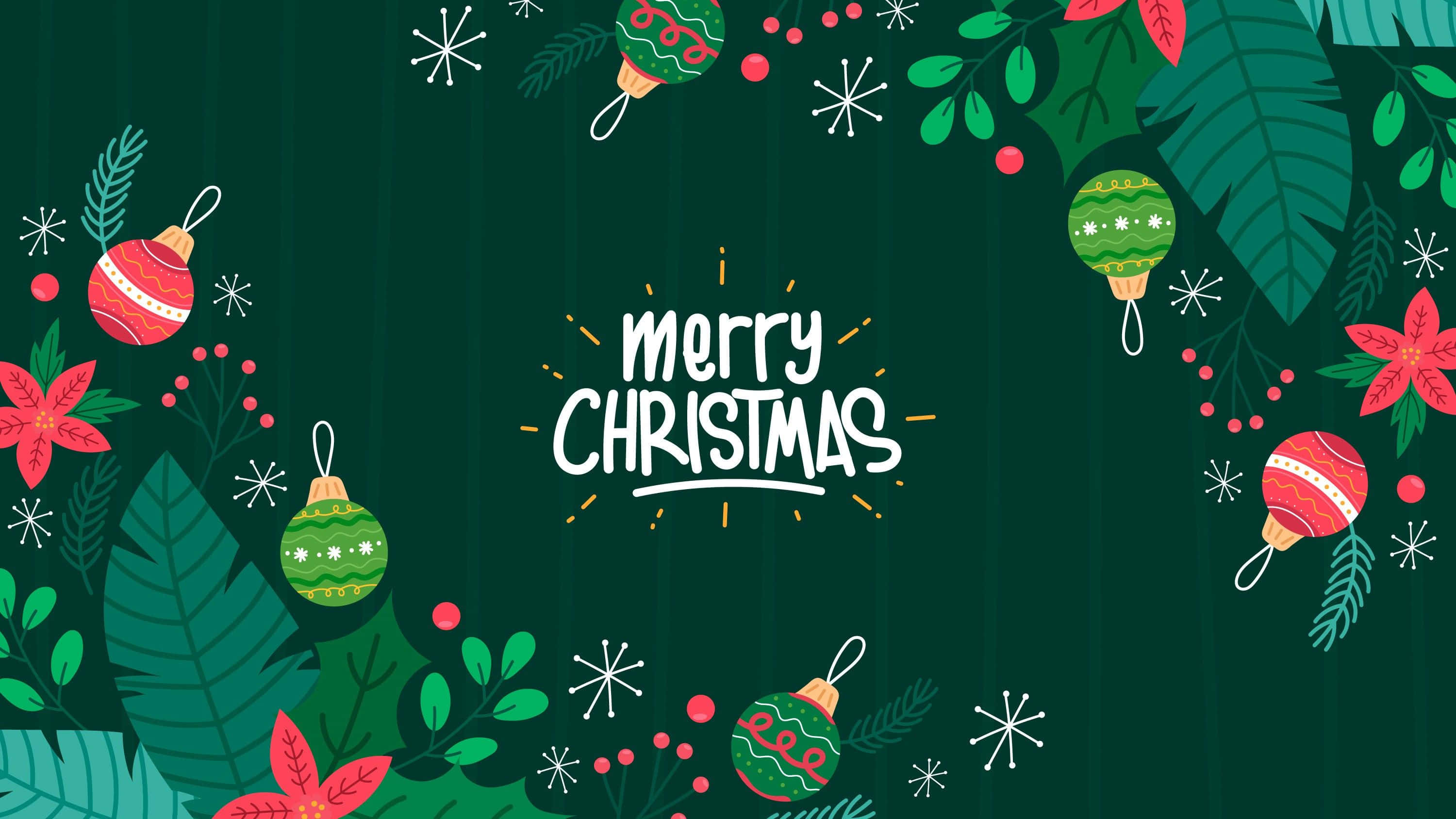 Feliz Navidad verde con saludo festivo Fondos de pantalla