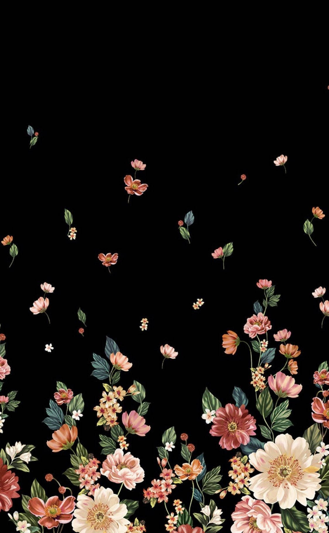 Femenino oscuro floral vintage Fondos de pantalla