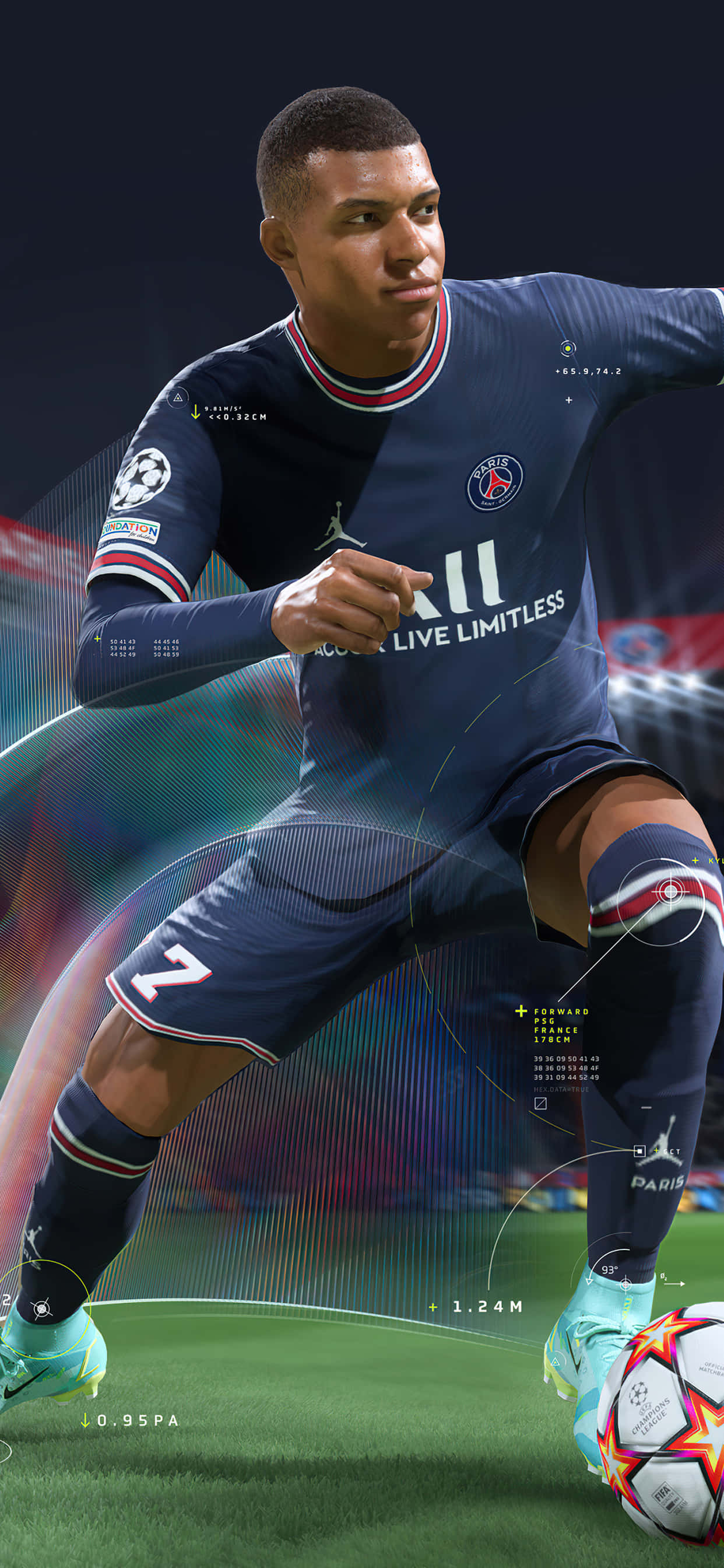Fenómeno del Fútbol Kylian Mbappé en Acción Fondos de pantalla
