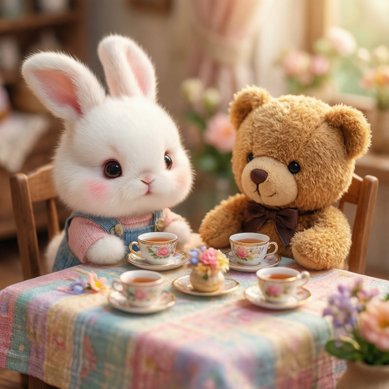 Fiesta de té de osito de peluche Fondos de pantalla