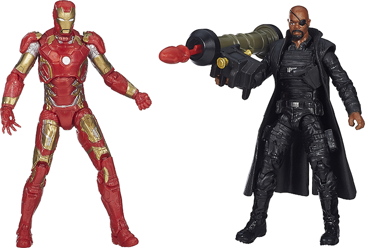 Figuras de acción de Iron Man y Nick Fury Fondos de pantalla