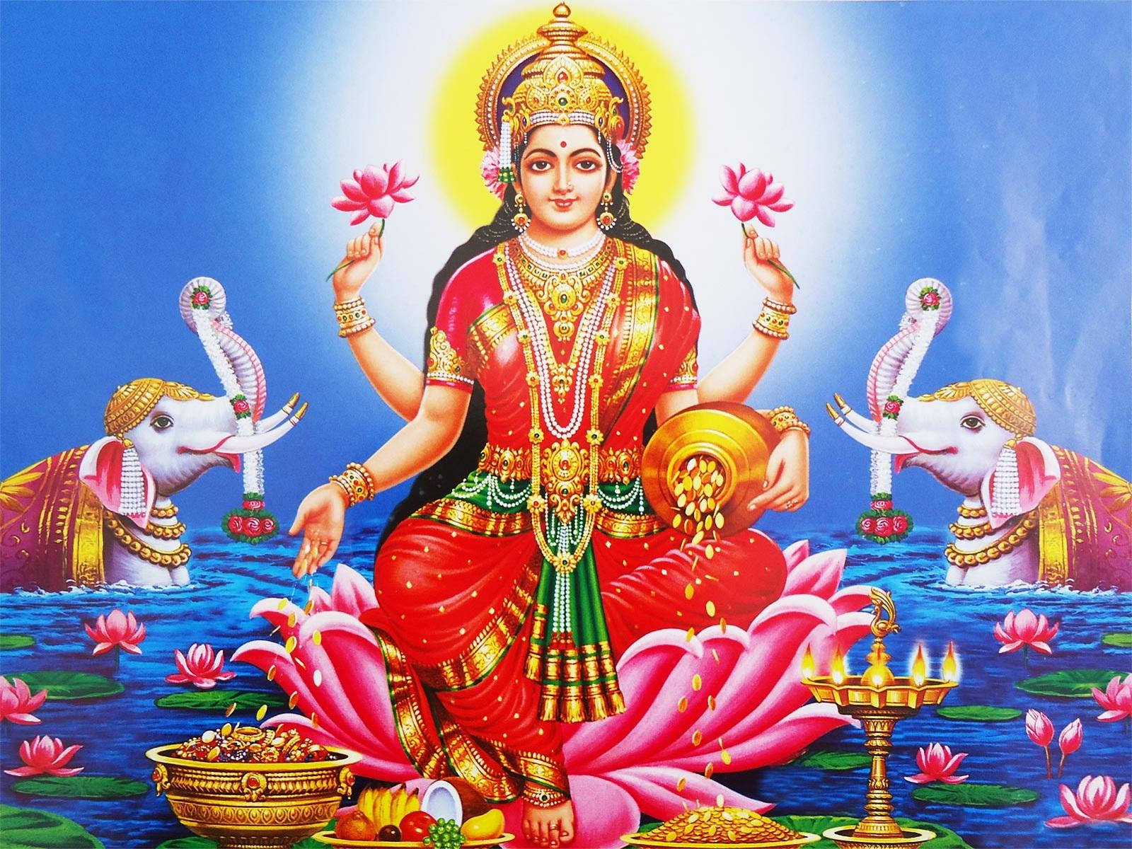 Flor de Loto Divina Símbolo de la Diosa Lakshmi Fondos de pantalla