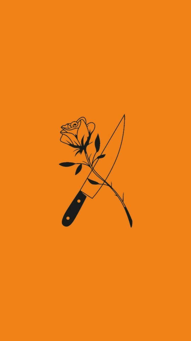 Flor minimalista estética color naranja pastel Fondos de pantalla