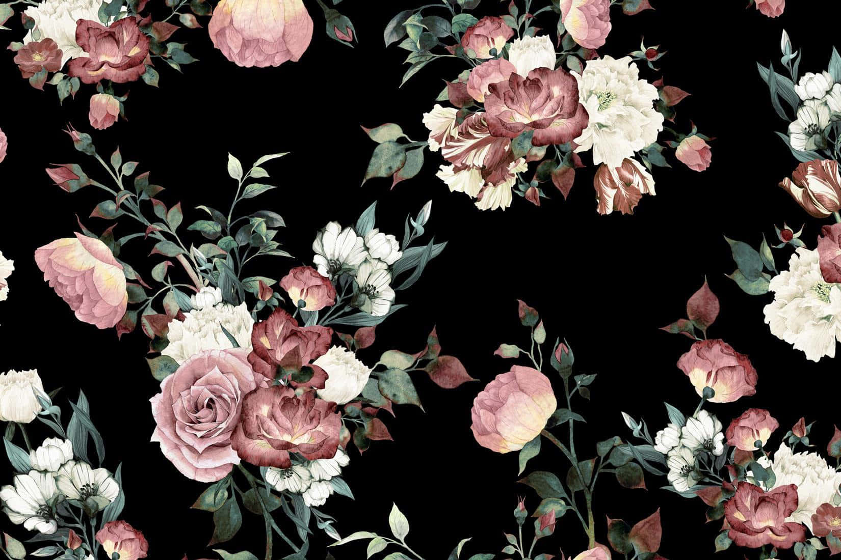Flor Vintage Sobre Fondo Negro Fondos de pantalla