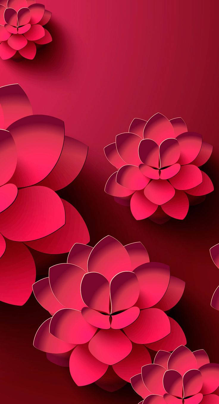 Flores de Loto Magenta en 3D para Teléfono Fondos de pantalla