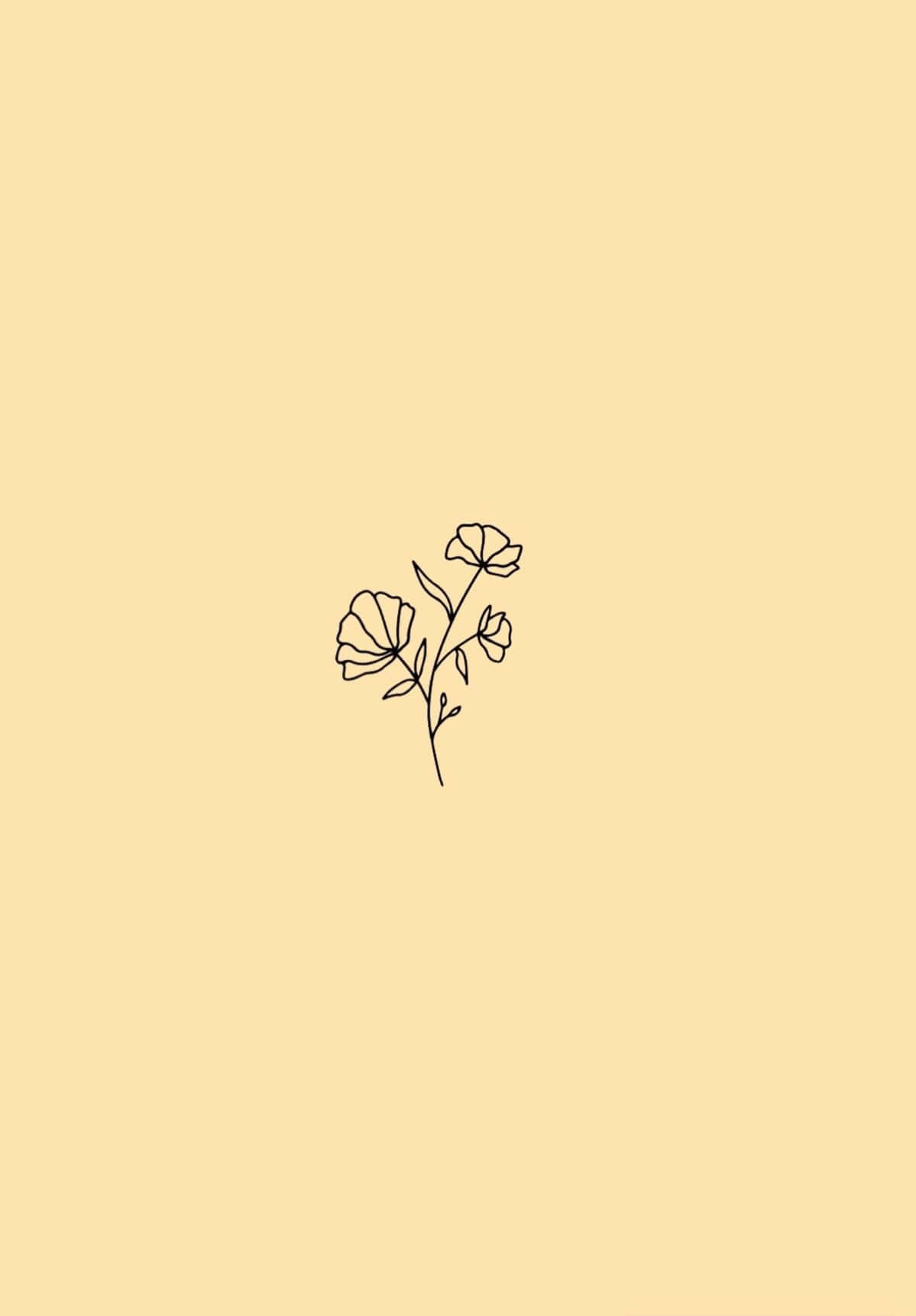 Flores dibujadas a mano en estilo minimalista pastel amarillo Fondos de pantalla