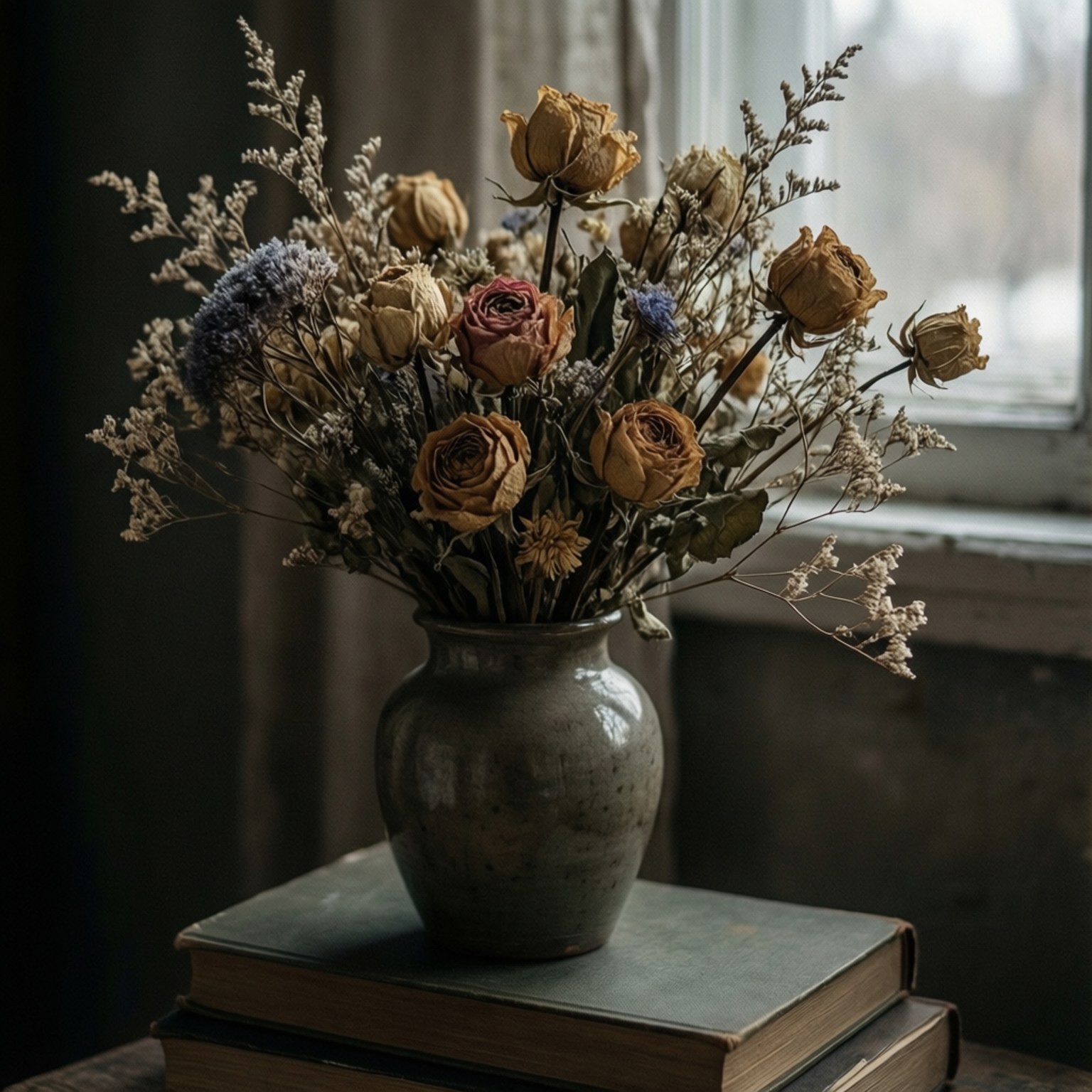 Flores Secas sobre Libros Fondos de pantalla