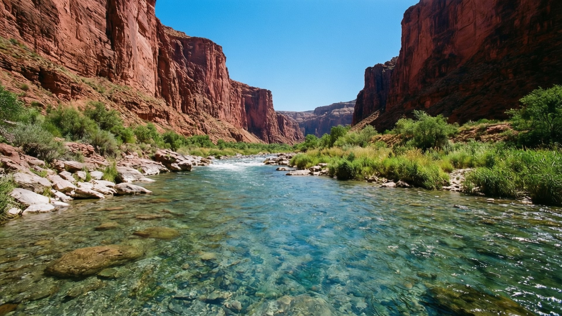 Flujo del Río en el Cañón Fondos de pantalla