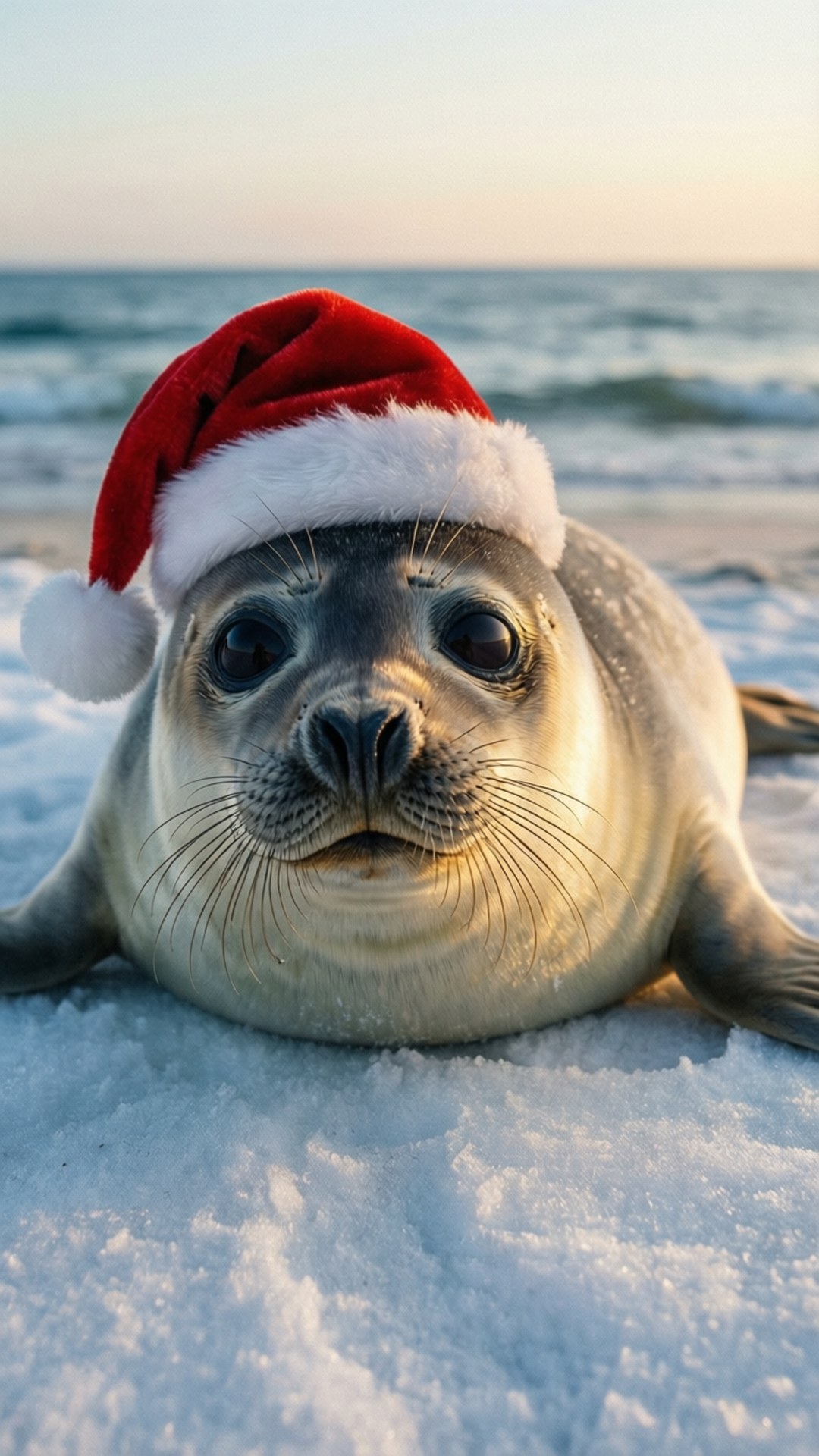 Foca con gorra de Santa Fondos de pantalla