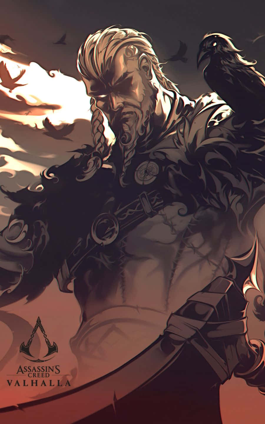 Fondo 1440p de Assassin's Creed Valhalla con Pintura Digital de Eivor Fondos de pantalla