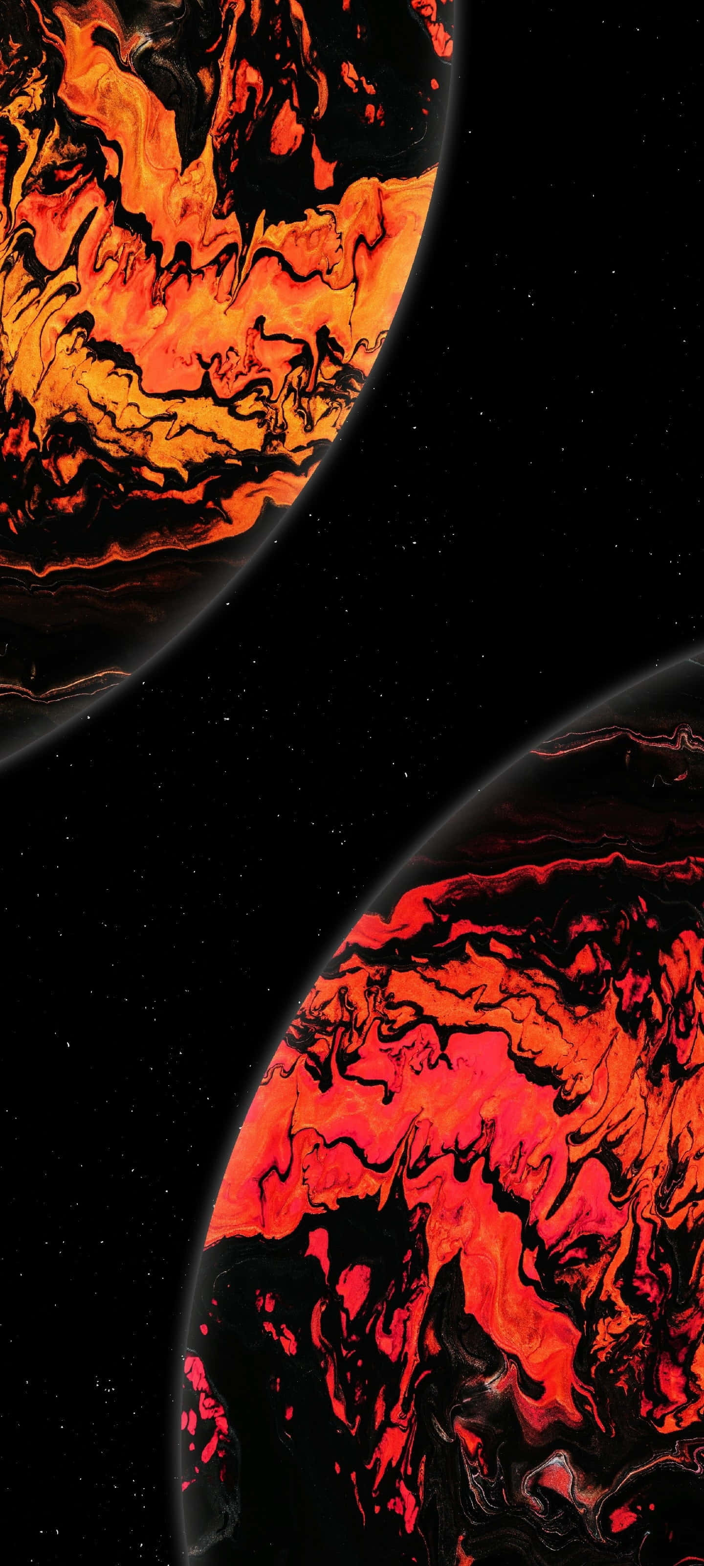 Fondo 4K AMOLED con Planetas Rojos y Amarillos Cercanos Fondos de pantalla
