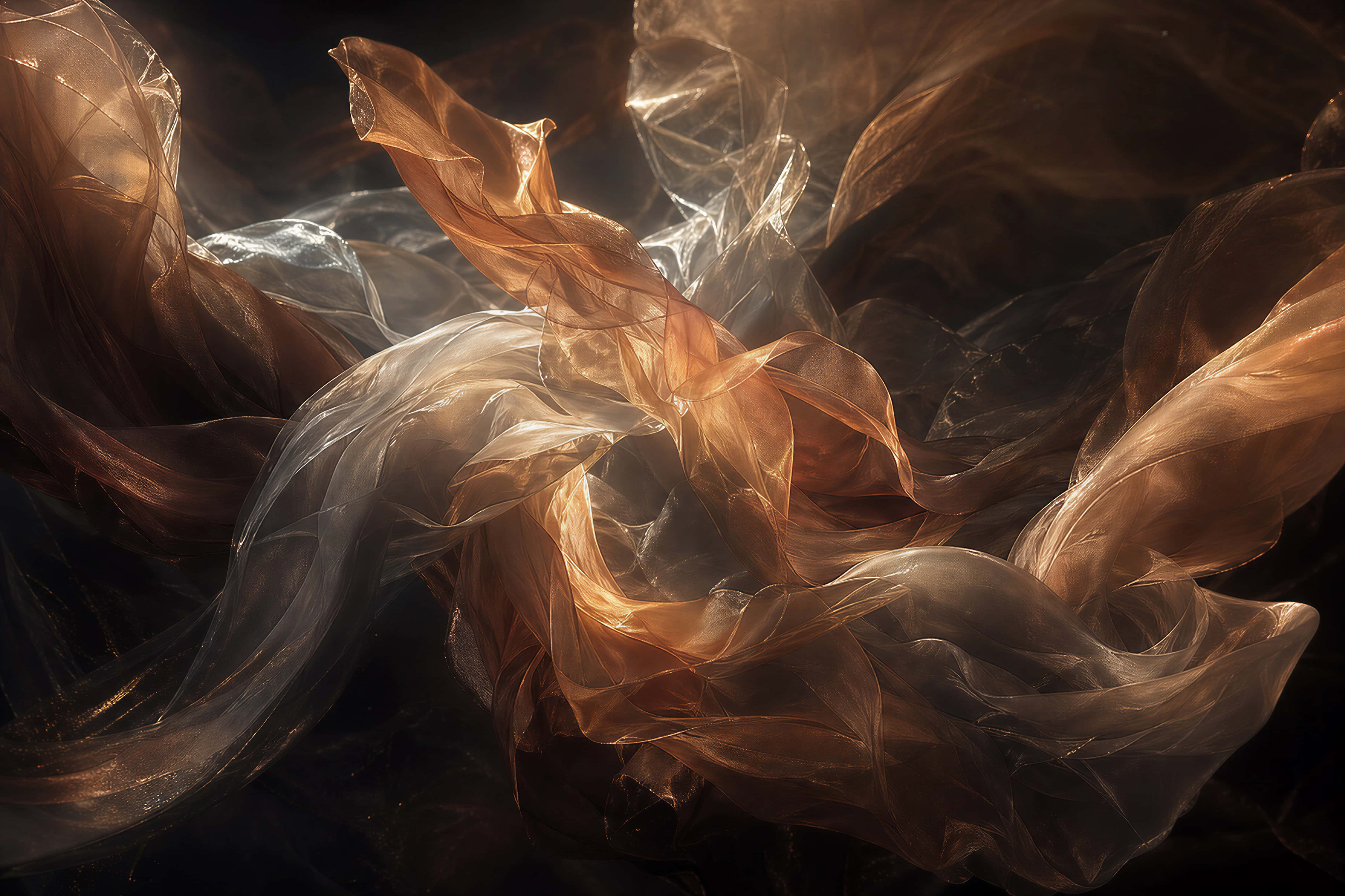 Fondo Abstracto de Olas Doradas de Seda Etéreas Fondos de pantalla