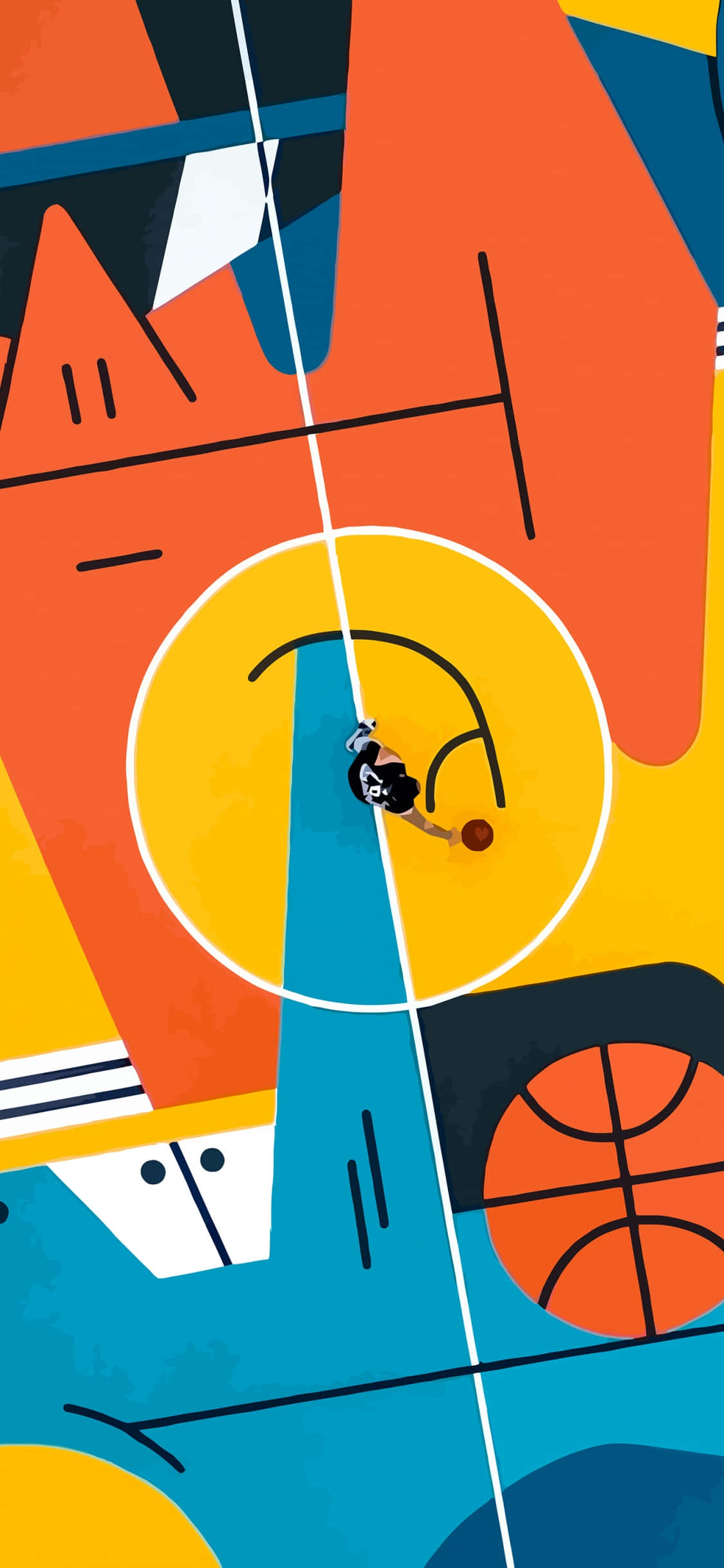 Fondo aéreo de cancha de baloncesto para iPhone Xs Fondos de pantalla