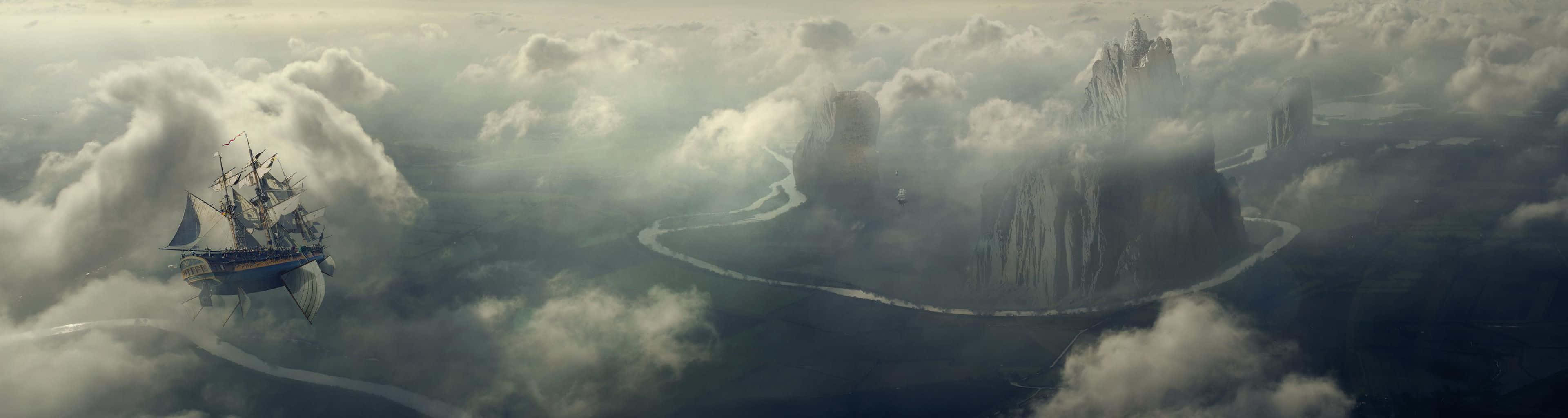 Fondo artístico de dirigible para monitor Pixel 3 Fondos de pantalla