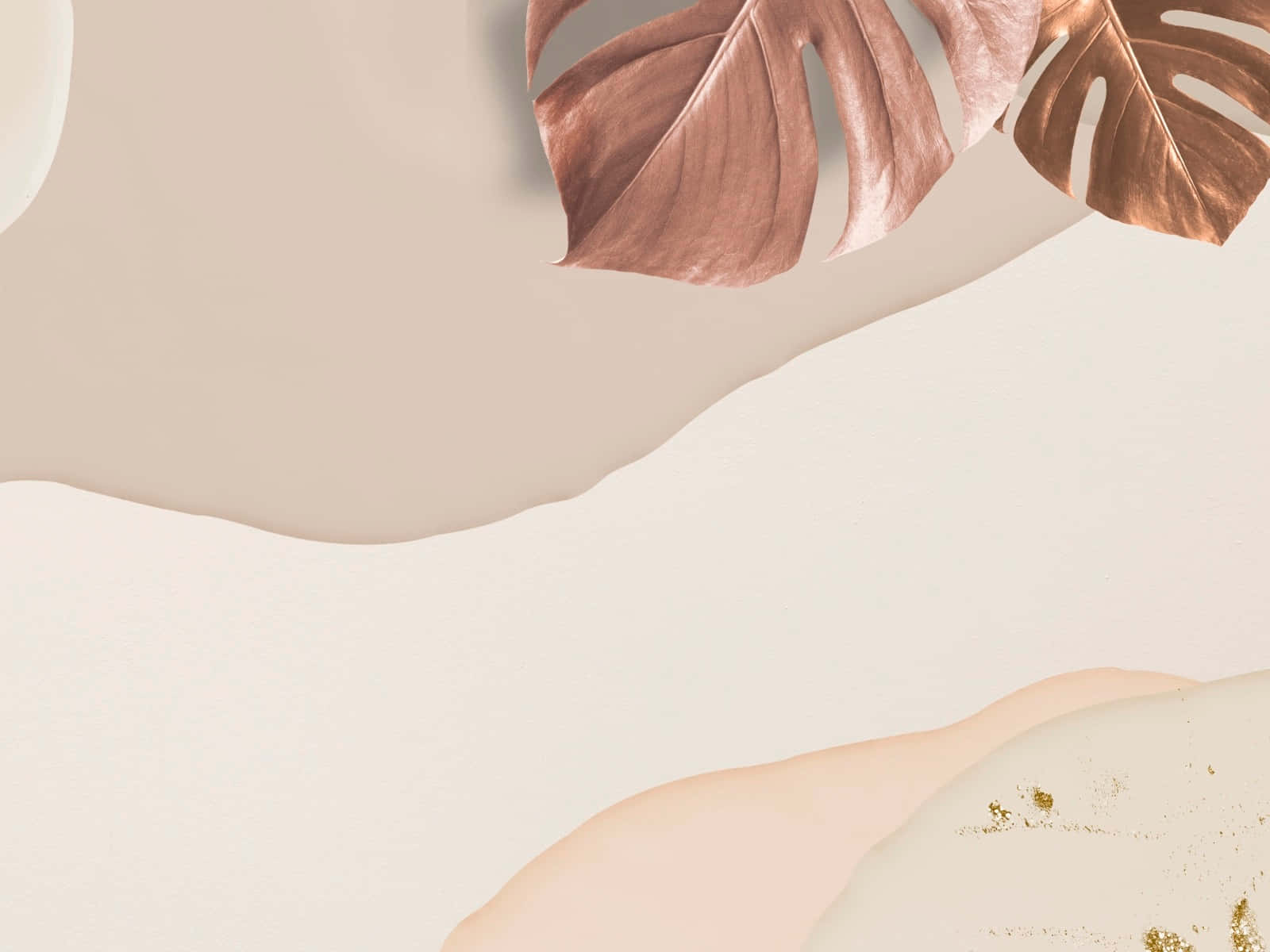 fondo beige con hojas y flores doradas Fondos de pantalla
