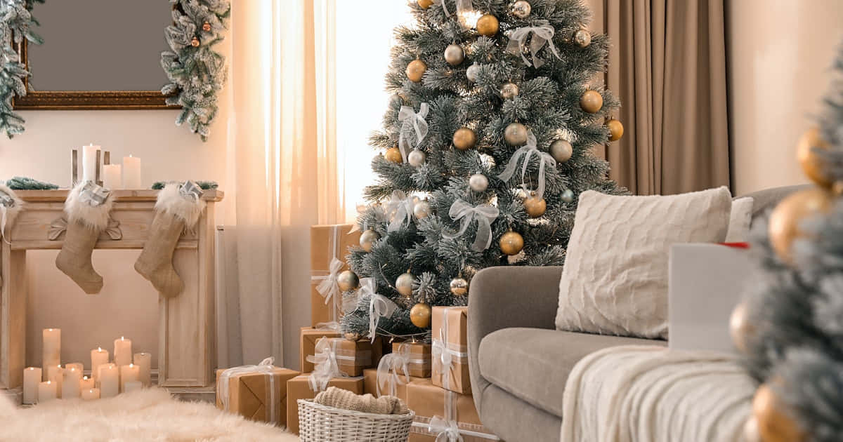 Fondo Beige Temático de Navidad para Zoom Fondos de pantalla