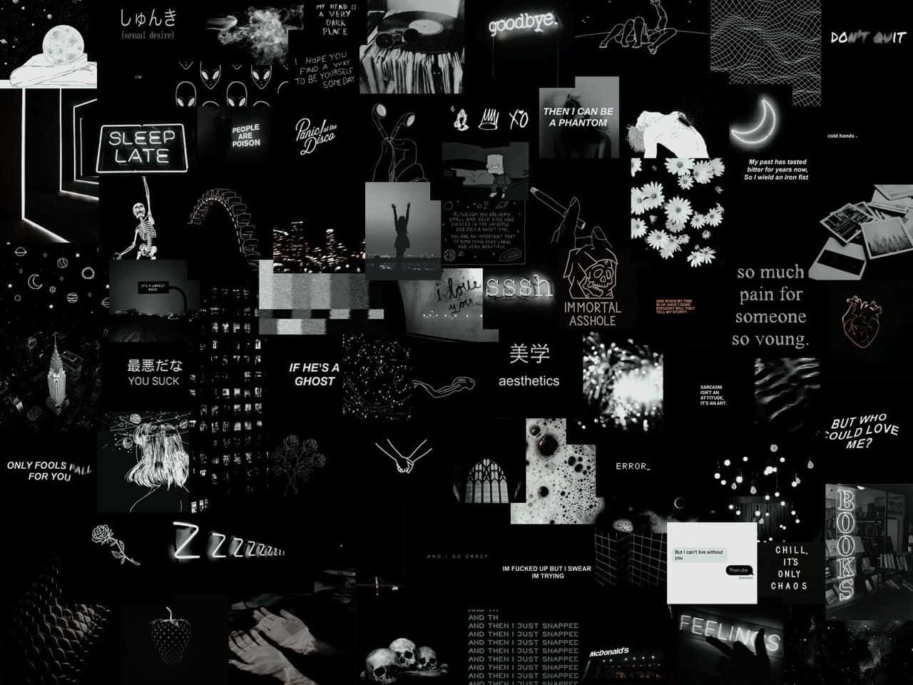 Fondo collage paisajístico estética negra Fondos de pantalla