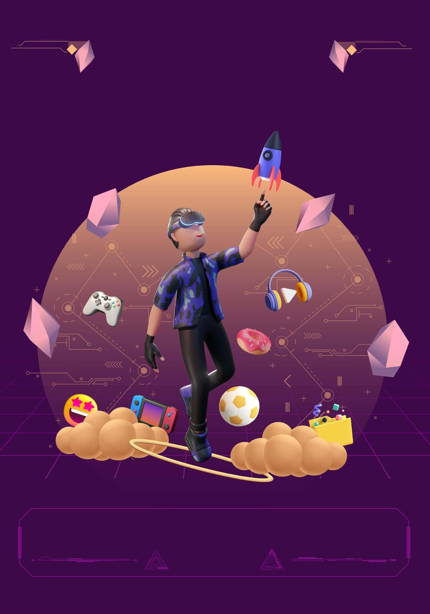 Fondo Cool 3D de Hombre y Cohete Espacial Fondos de pantalla
