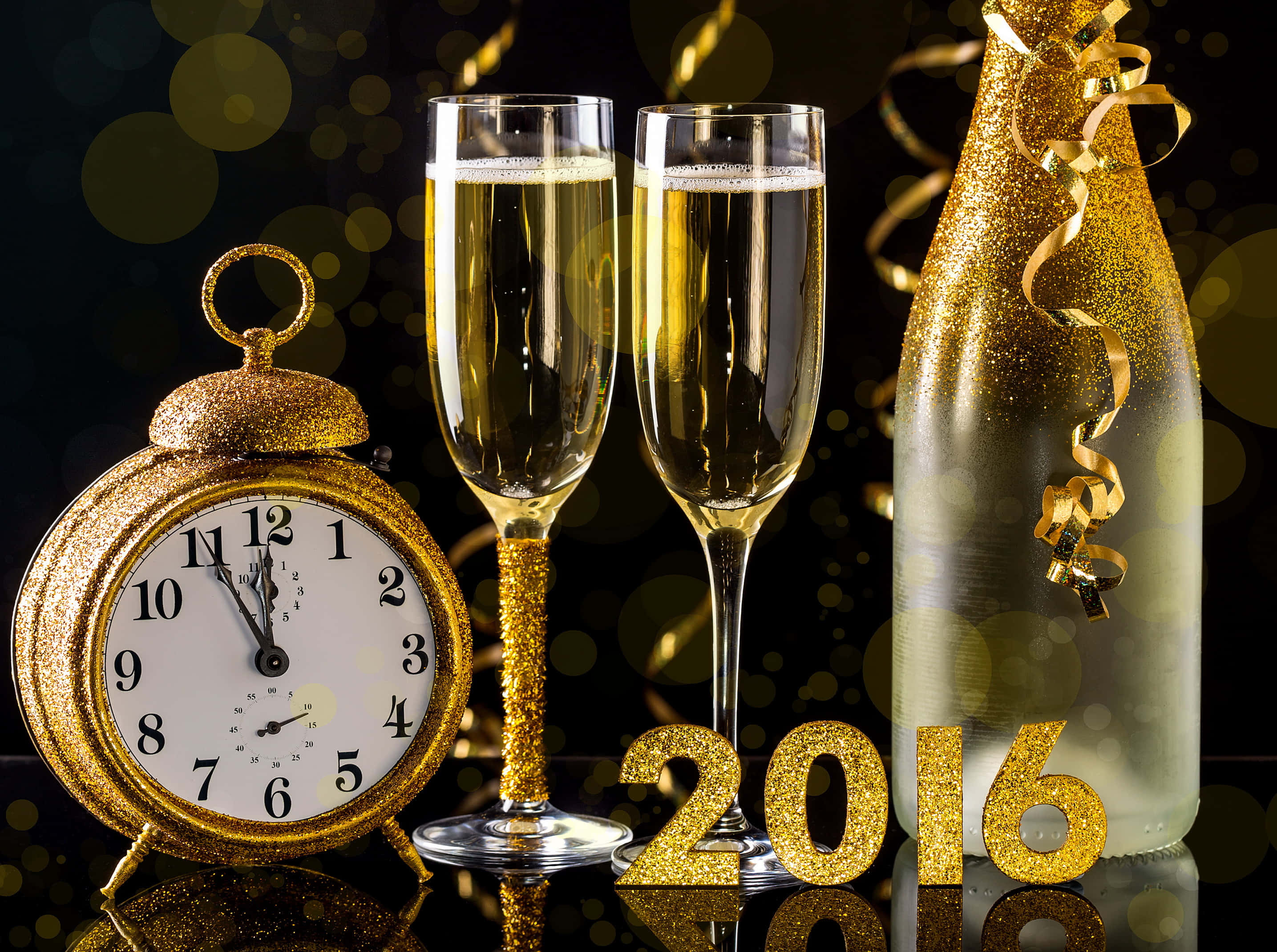 Fondo de Año Nuevo 2016 Dorado Fondos de pantalla