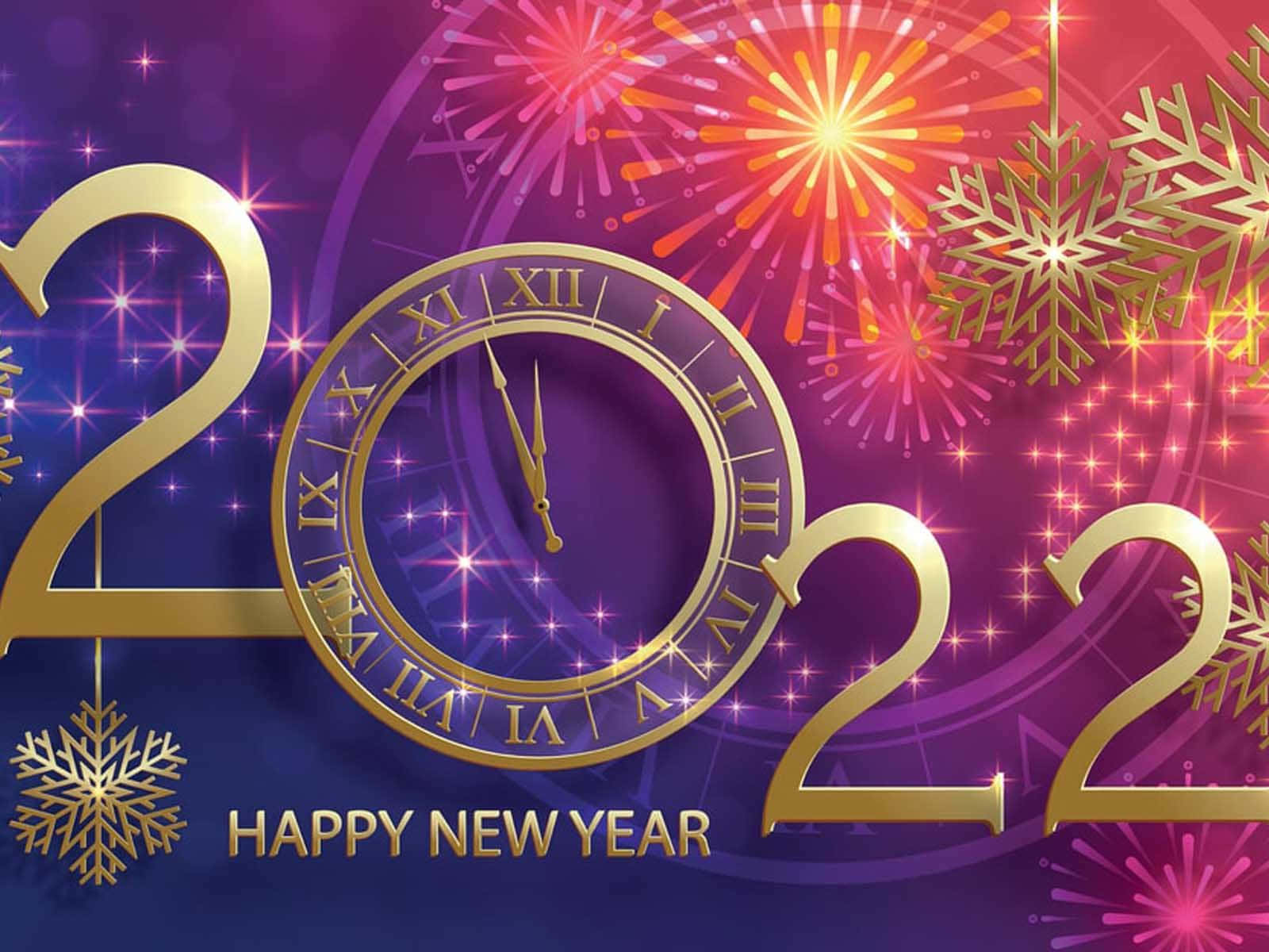 Fondo de Año Nuevo 2022 con Reloj Dorado Fondos de pantalla