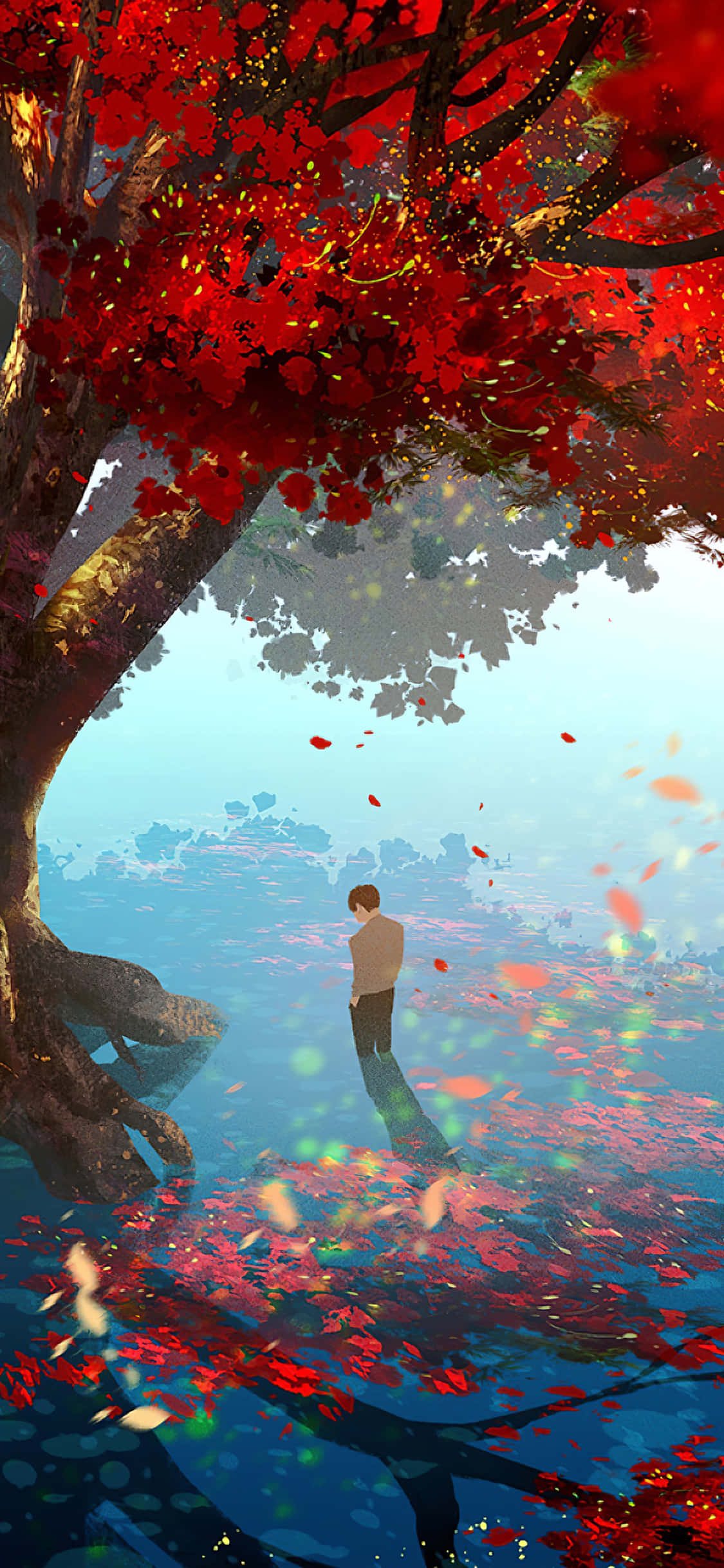Fondo de Árbol Otoñal Naranja para Teléfono Fondos de pantalla