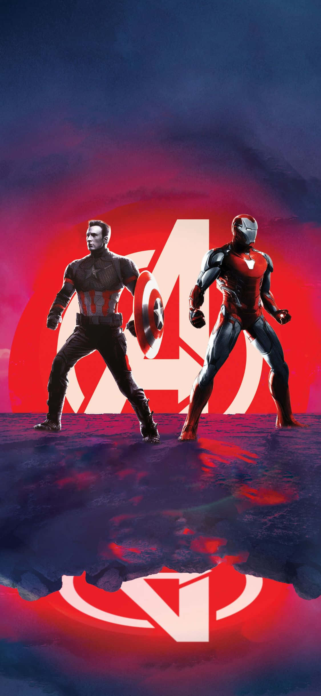 Fondo de Avengers para iPhone XS: Iron Man y Capitán América Fondos de pantalla