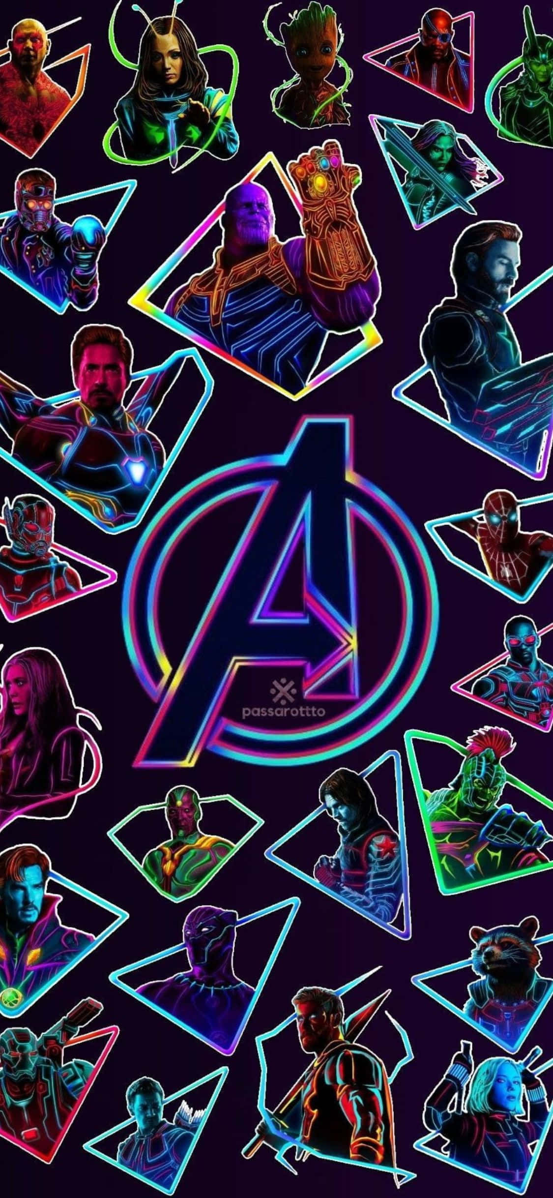Fondo de Avengers para iPhone XS: Arte Neón Fondos de pantalla