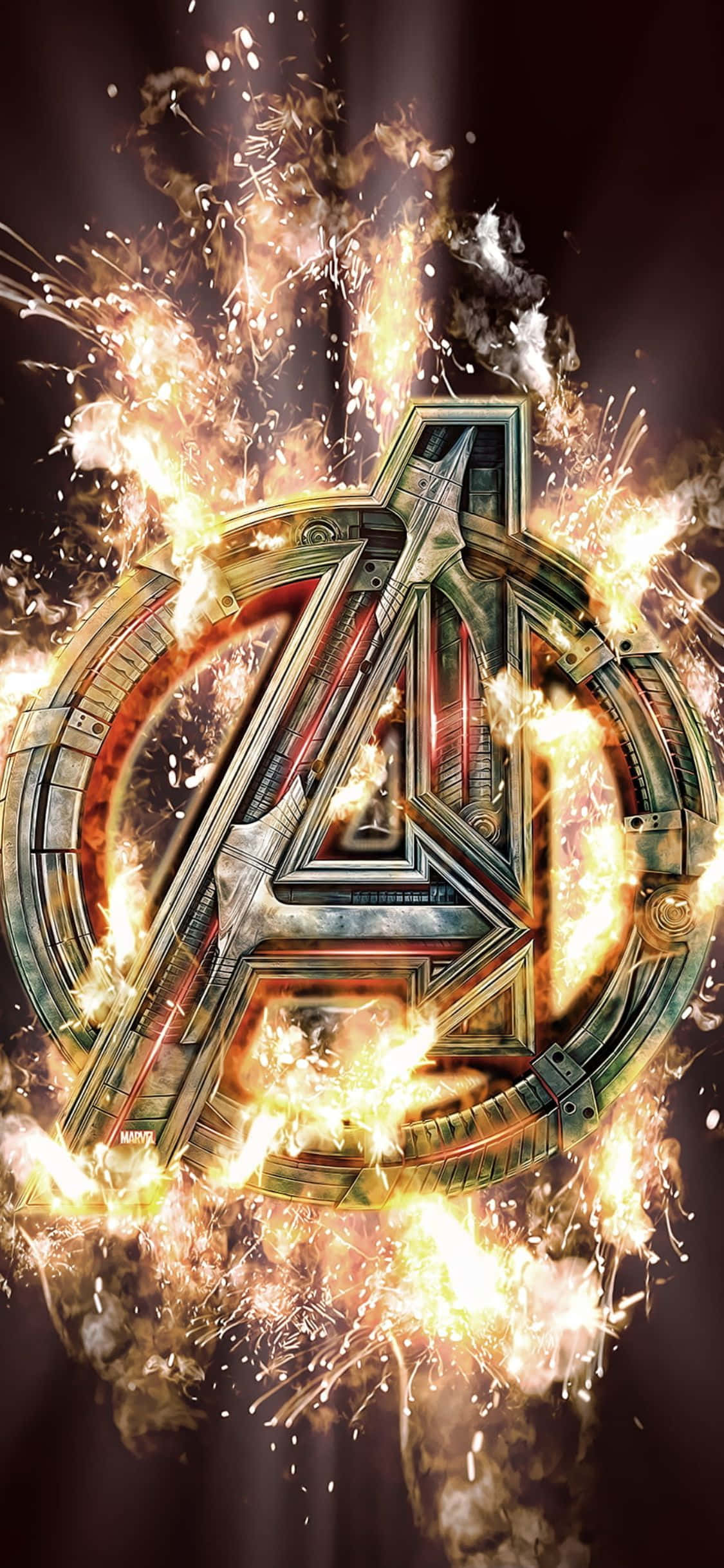 Fondo de Avengers para iPhone XS con Logo Metálico Fondos de pantalla