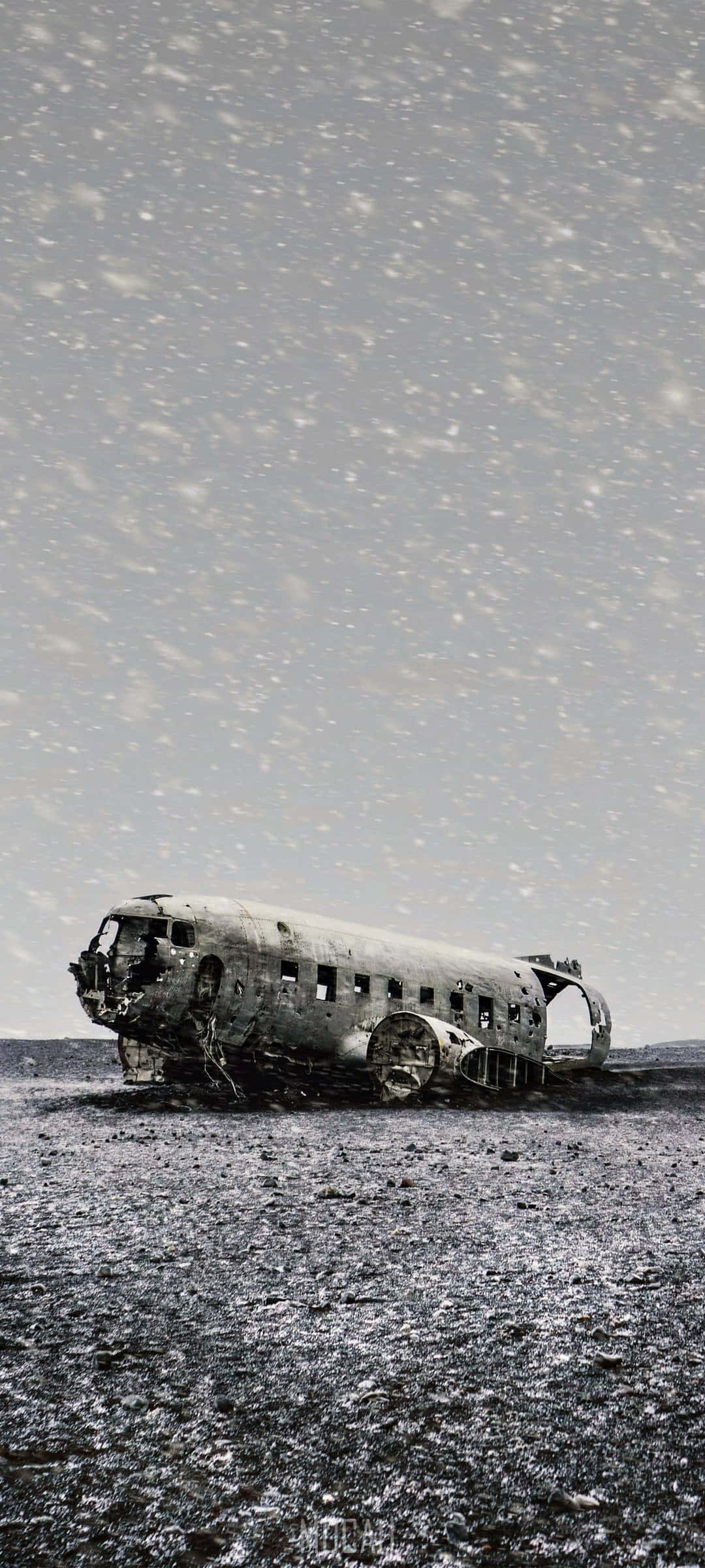 Fondo de Avión Estrellado en Blanco y Negro para Android Fondos de pantalla