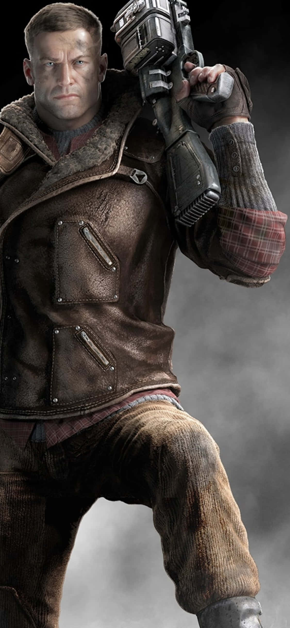 Fondo de B.J. Blazkowicz con Arma de Wolfenstein II para iPhone Xs Fondos de pantalla