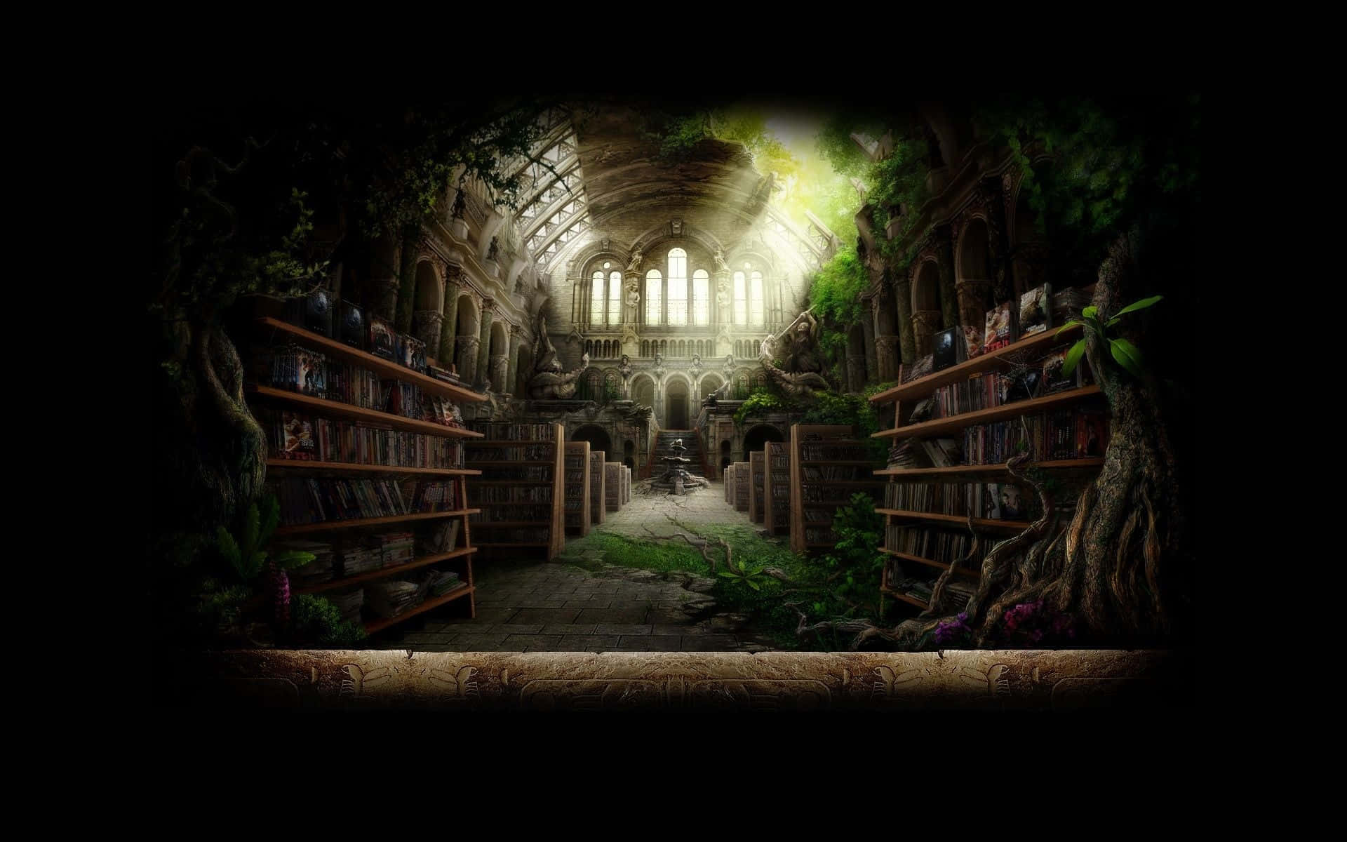 Fondo de Biblioteca en Ruinas de Castillo Fondos de pantalla