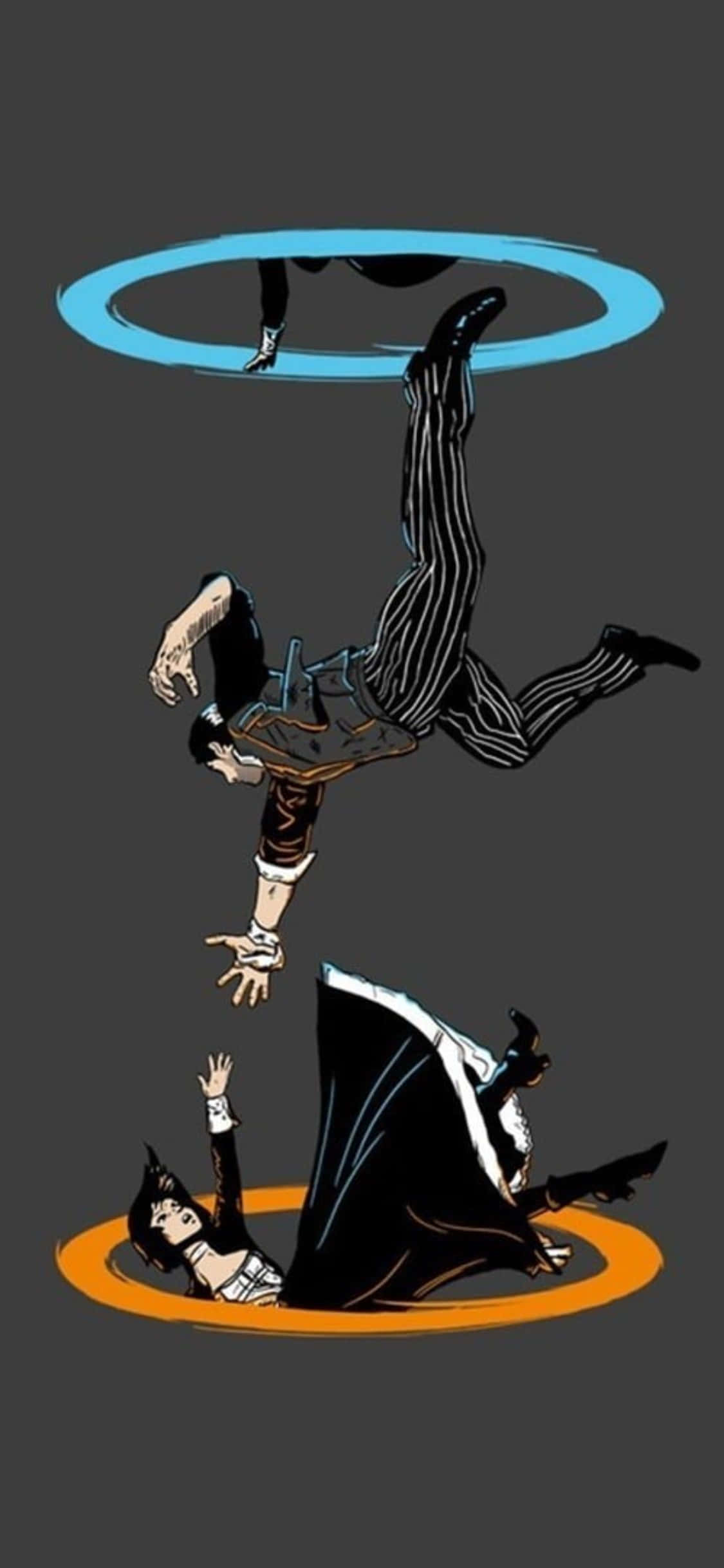 Fondo de Bioshock Infinite para iPhone X: Booker y Elizabeth cayendo en un portal Fondos de pantalla