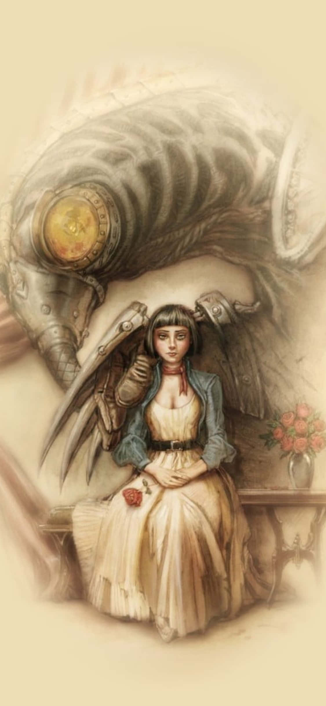 Fondo de Bioshock Infinite para iPhone X: dibujo fanart de Songbird Fondos de pantalla