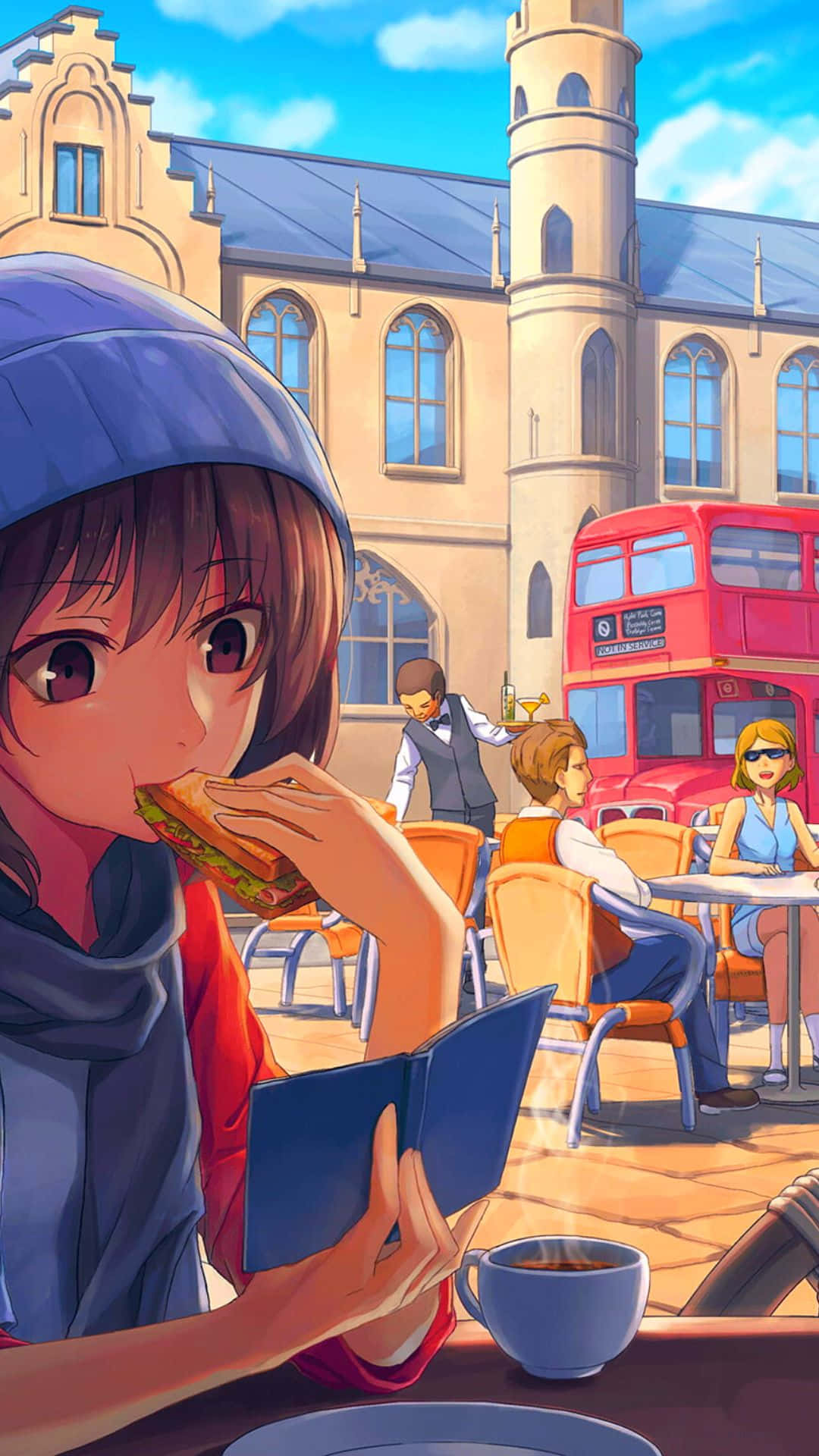 Fondo de Cafetería Anime con Sándwich Fondos de pantalla
