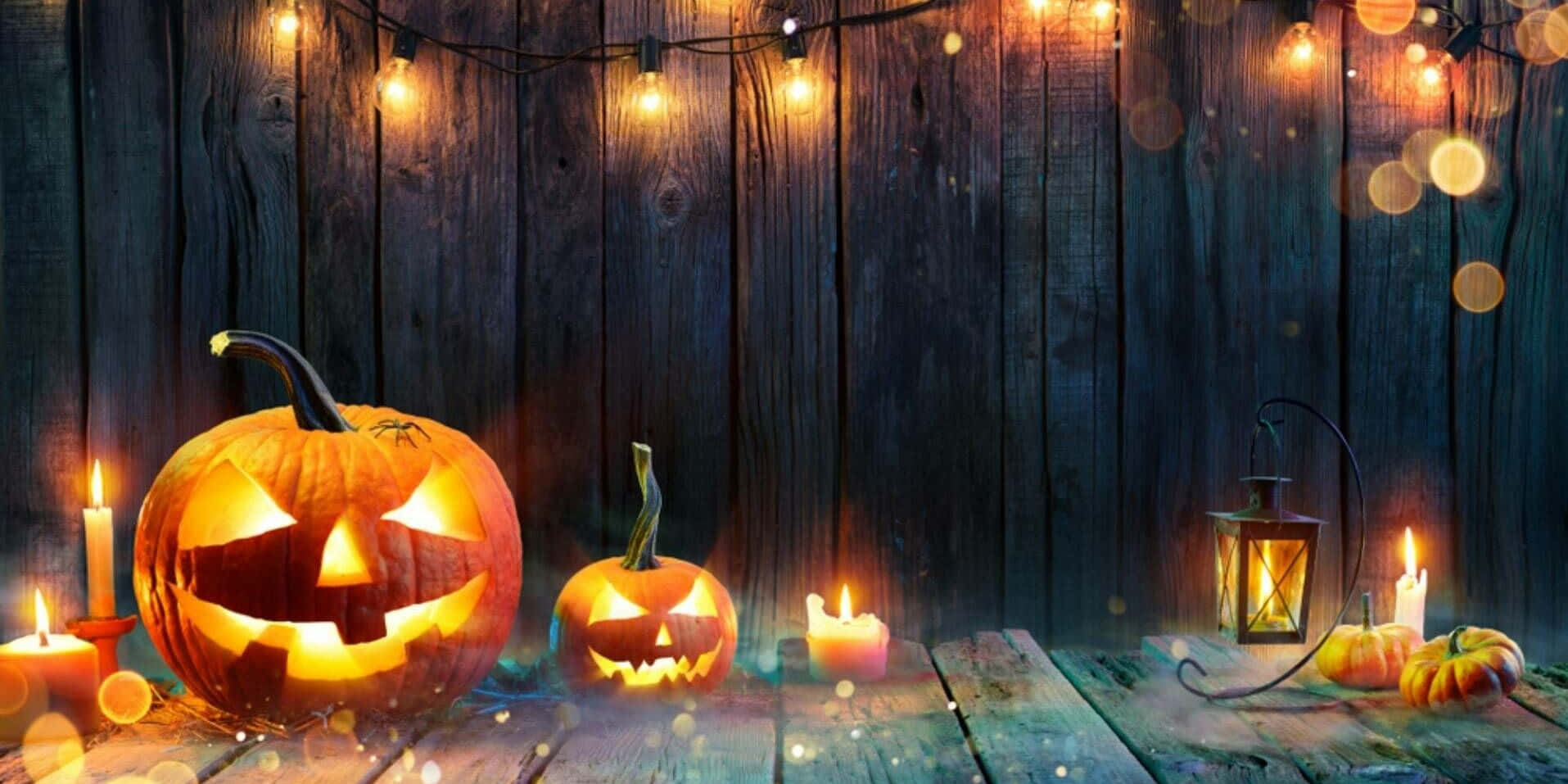 Fondo de Calabazas de Halloween con Velas Naranjas Fondos de pantalla
